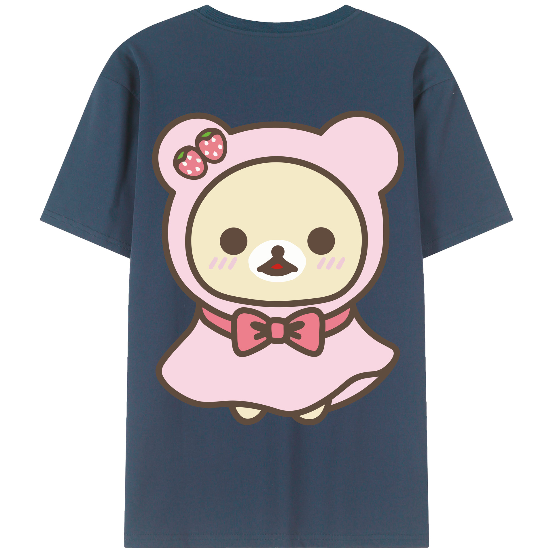 （画像用） リラックマ リラックマ キイロイトリ Rilakkuma Korilakkuma Kiiroitori 綿100％ メンズ半袖Tシャツ（バックプリント） 通気性
