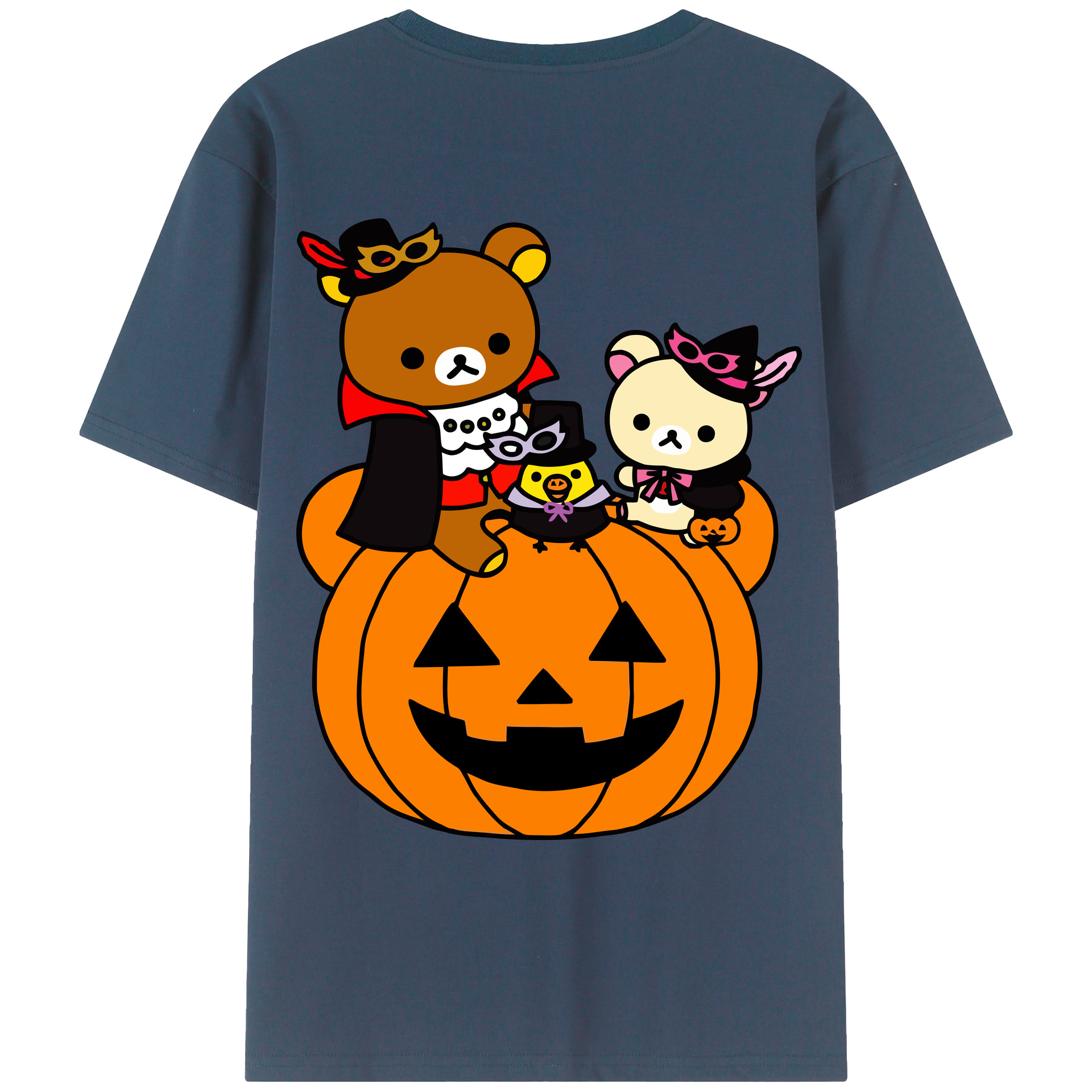 （画像用） リラックマ リラックマ キイロイトリ Rilakkuma Korilakkuma Kiiroitori 綿100％ メンズ半袖Tシャツ（バックプリント） 通気性
