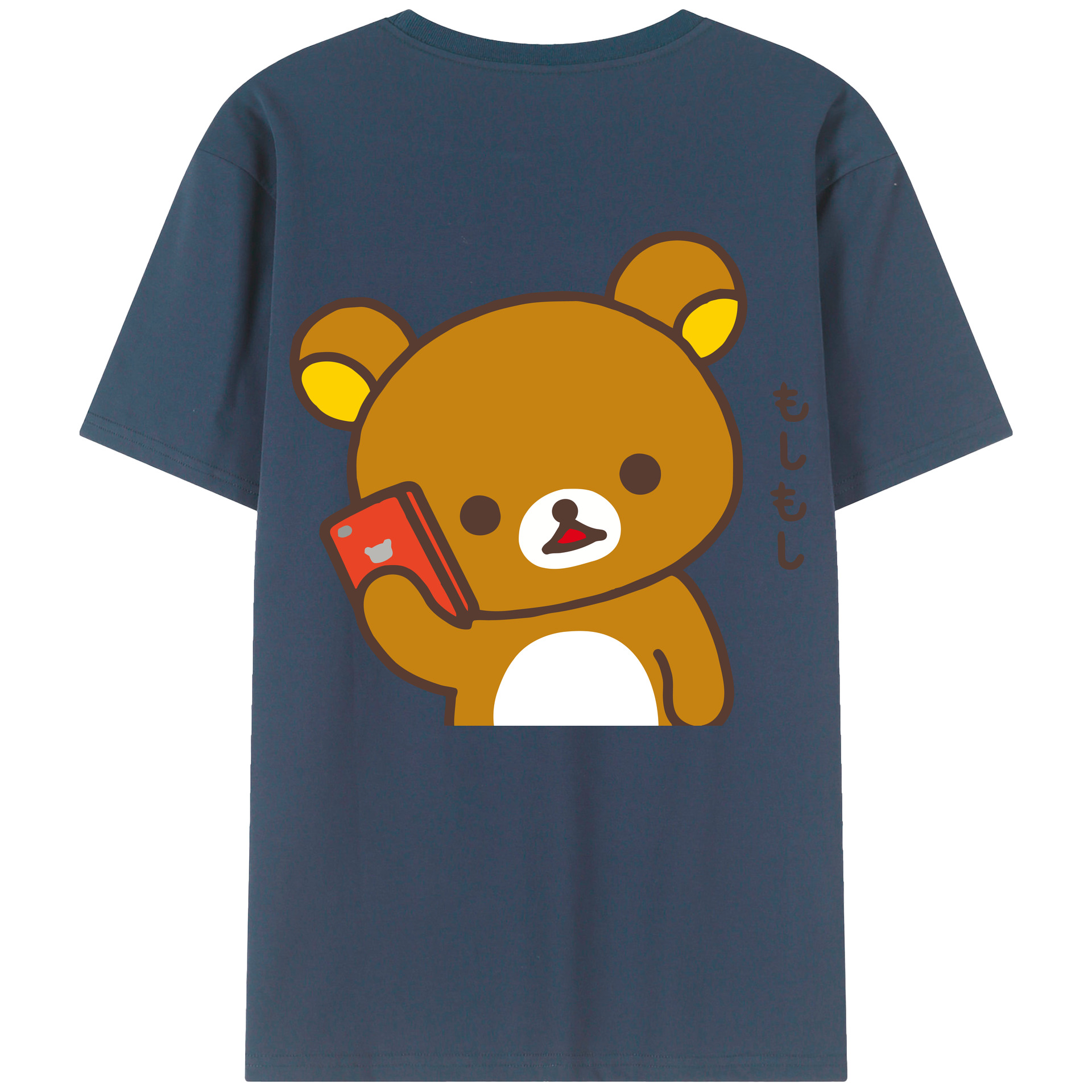 （画像用） リラックマ リラックマ キイロイトリ Rilakkuma Korilakkuma Kiiroitori 綿100％ メンズ半袖Tシャツ（バックプリント） 通気性