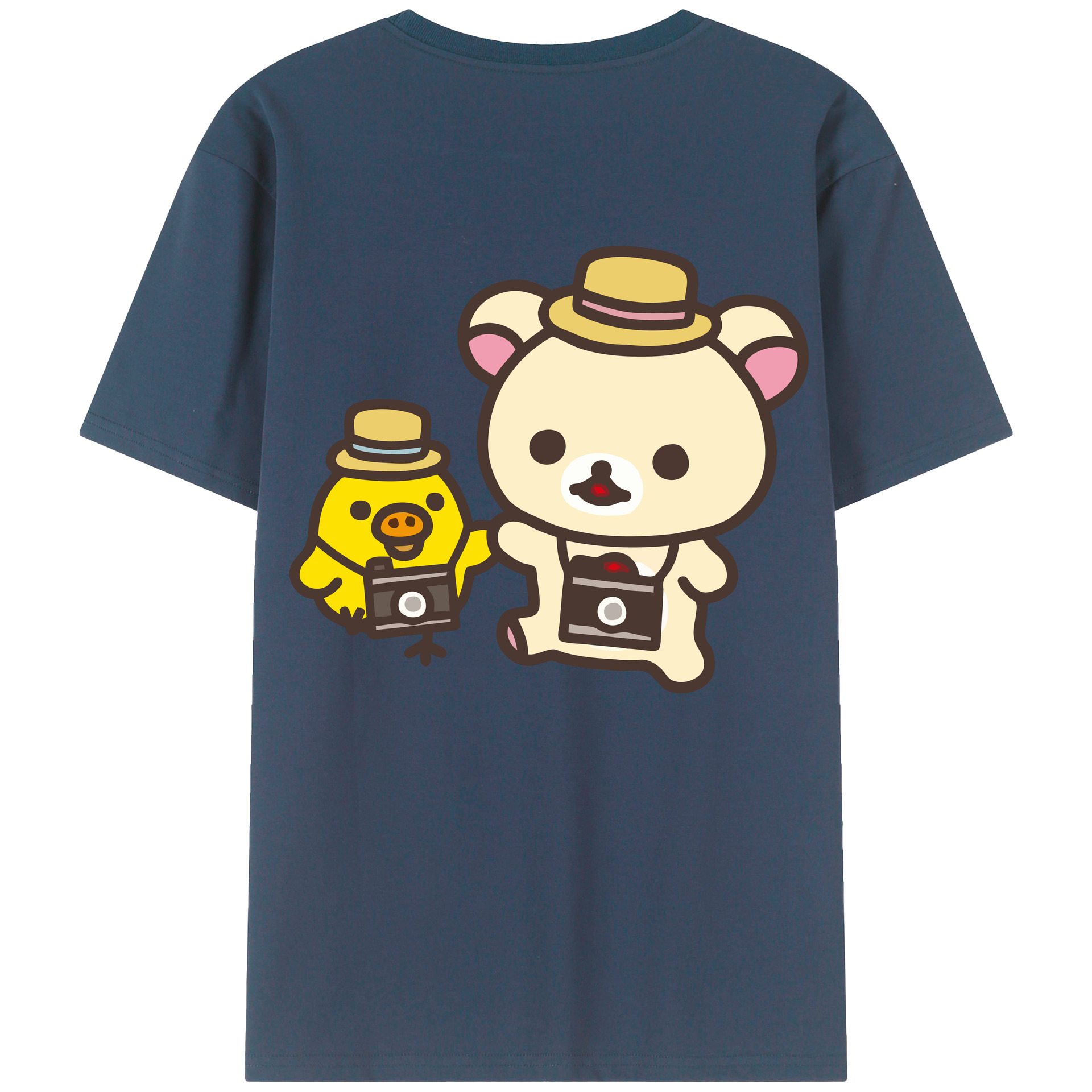 （画像用） リラックマ リラックマ キイロイトリ Rilakkuma Korilakkuma Kiiroitori 綿100％ メンズ半袖Tシャツ（バックプリント） 通気性