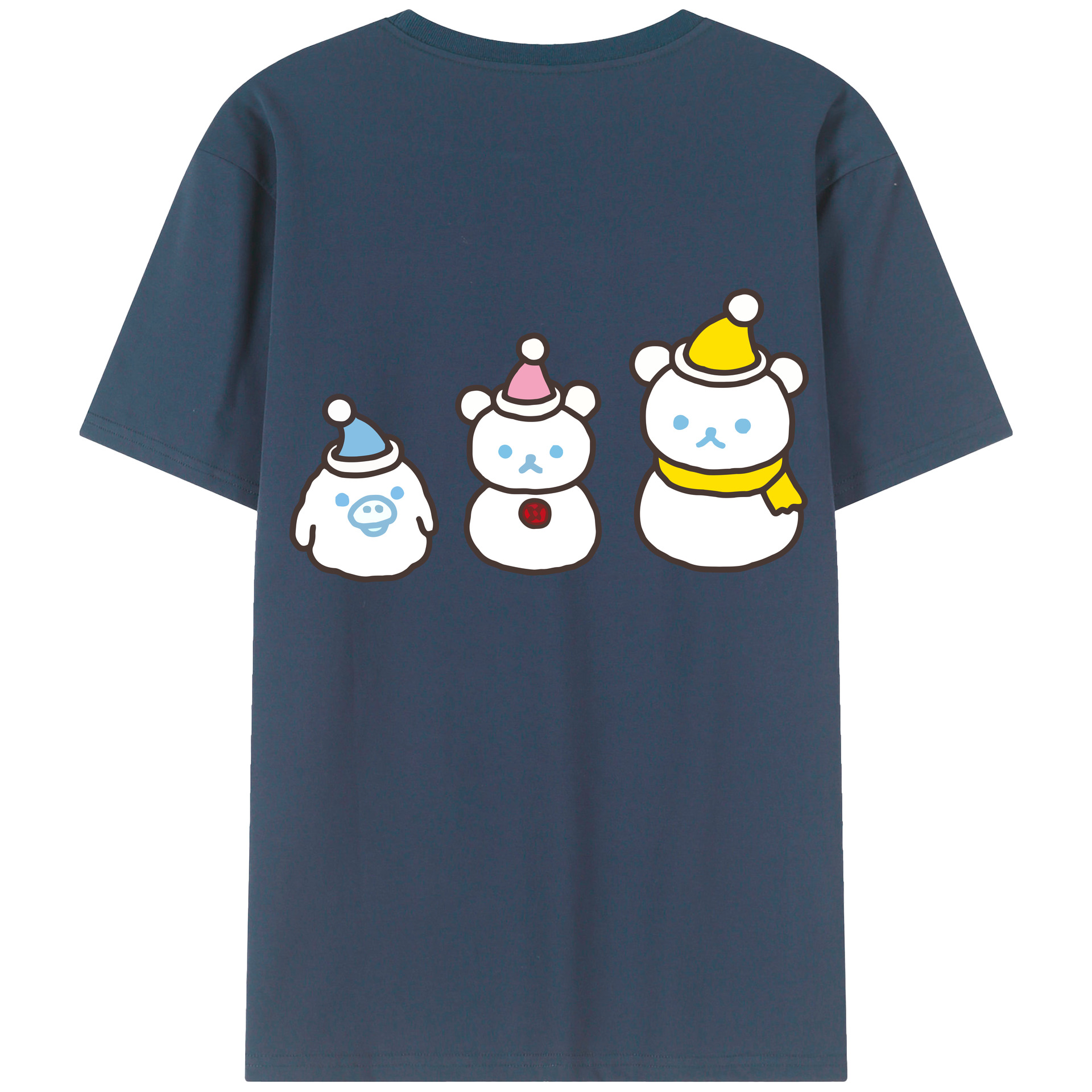 （画像用） リラックマ リラックマ キイロイトリ Rilakkuma Korilakkuma Kiiroitori 綿100％ メンズ半袖Tシャツ（バックプリント） 通気性