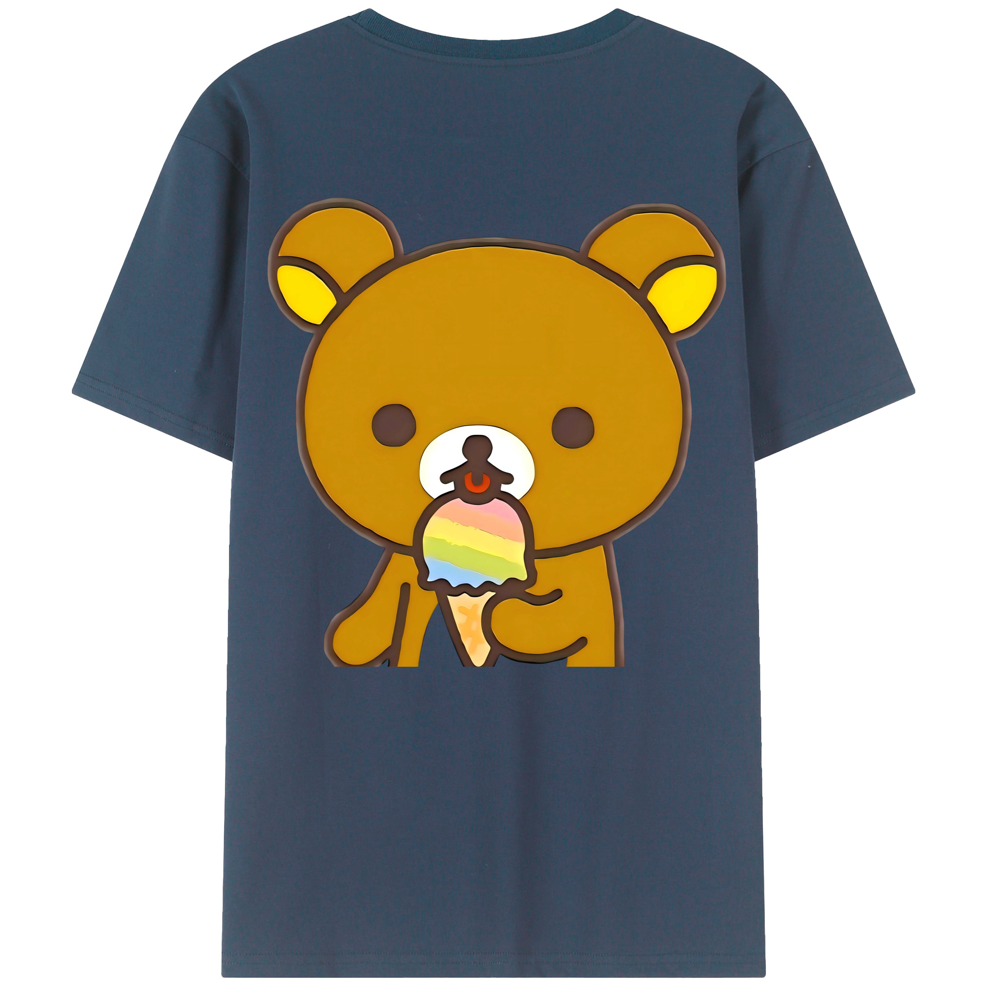 （画像用） リラックマ リラックマ キイロイトリ Rilakkuma Korilakkuma Kiiroitori 綿100％ メンズ半袖Tシャツ（バックプリント） 通気性