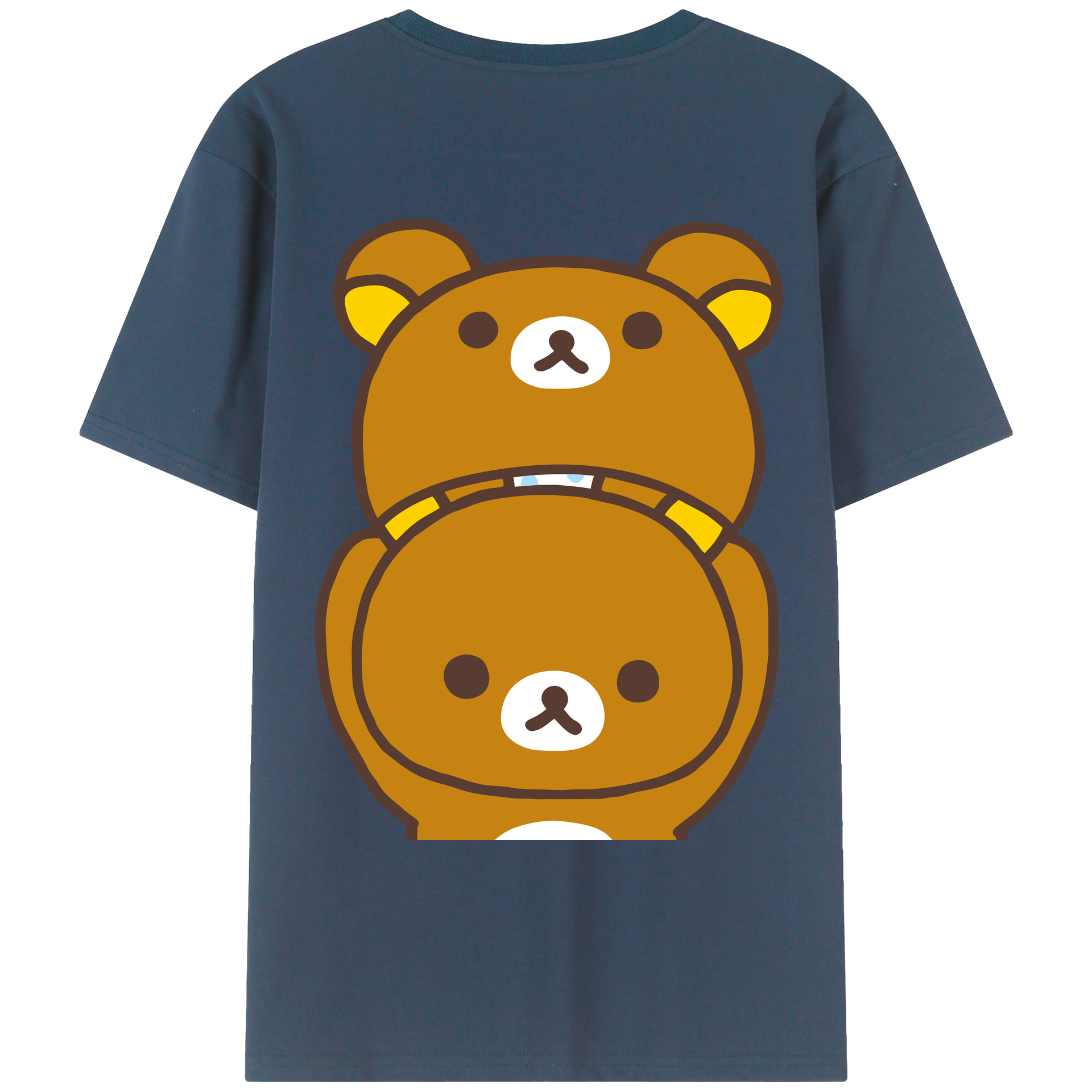 （画像用） リラックマ リラックマ キイロイトリ Rilakkuma Korilakkuma Kiiroitori 綿100％ メンズ半袖Tシャツ（バックプリント） 通気性