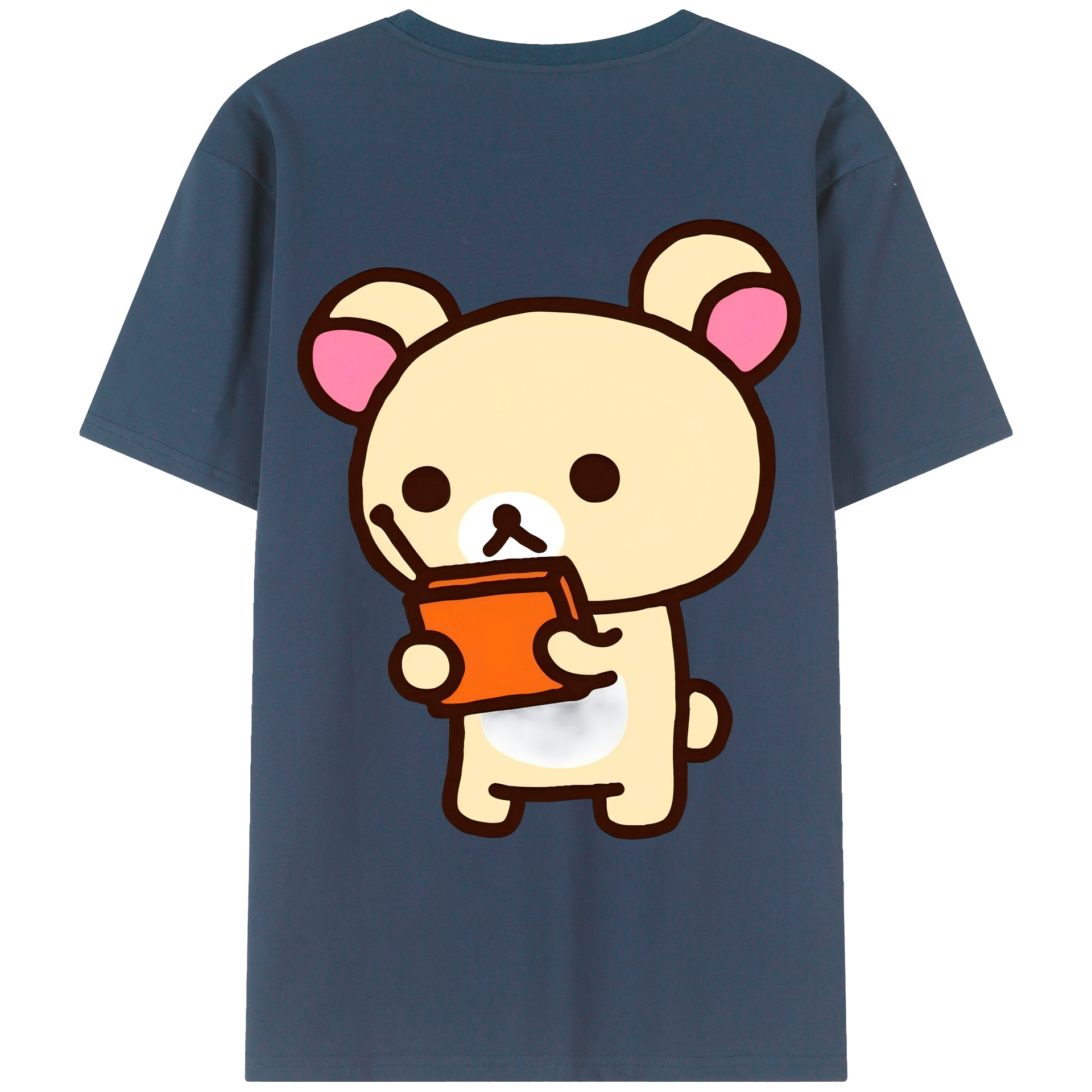 （画像用） リラックマ リラックマ キイロイトリ Rilakkuma Korilakkuma Kiiroitori 綿100％ メンズ半袖Tシャツ（バックプリント） 通気性