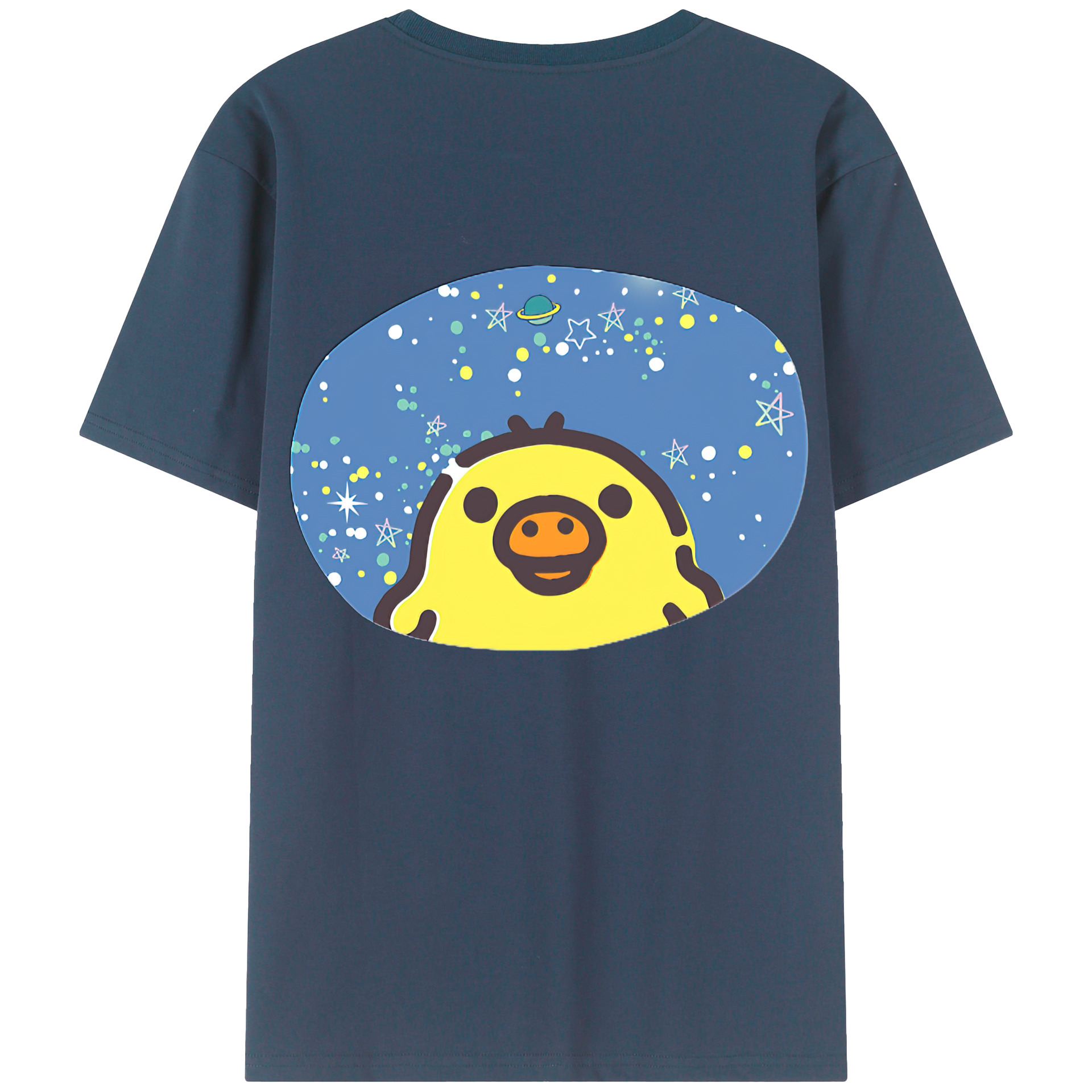 （画像用） リラックマ リラックマ キイロイトリ Rilakkuma Korilakkuma Kiiroitori 綿100％ メンズ半袖Tシャツ（バックプリント） 通気性