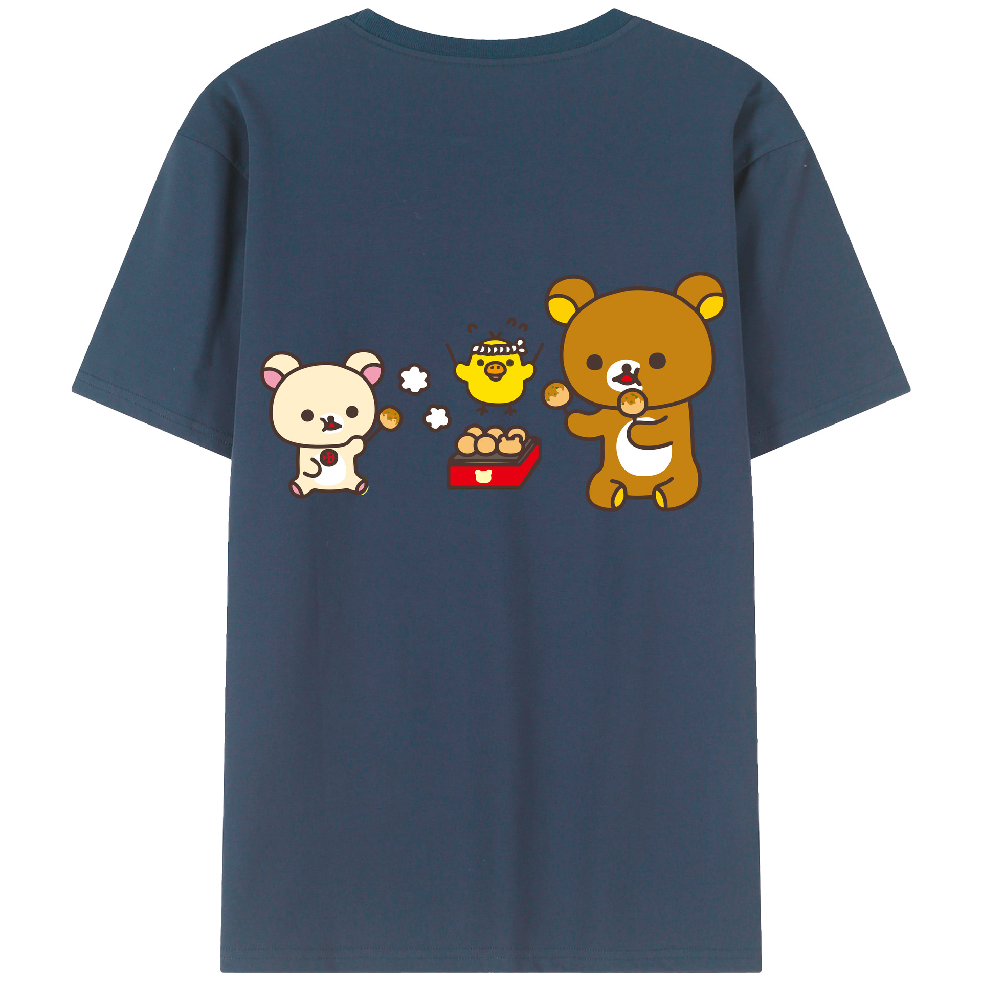 （画像用） リラックマ リラックマ キイロイトリ Rilakkuma Korilakkuma Kiiroitori 綿100％ メンズ半袖Tシャツ（バックプリント） 通気性