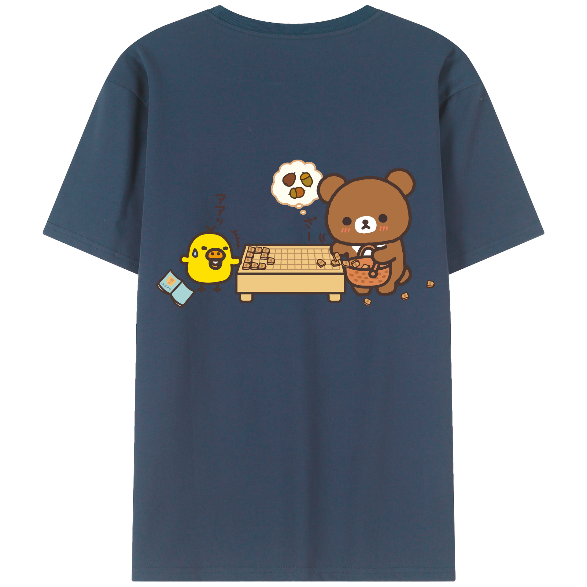 （画像用） リラックマ リラックマ キイロイトリ Rilakkuma Korilakkuma Kiiroitori 綿100％ メンズ半袖Tシャツ（バックプリント） 通気性