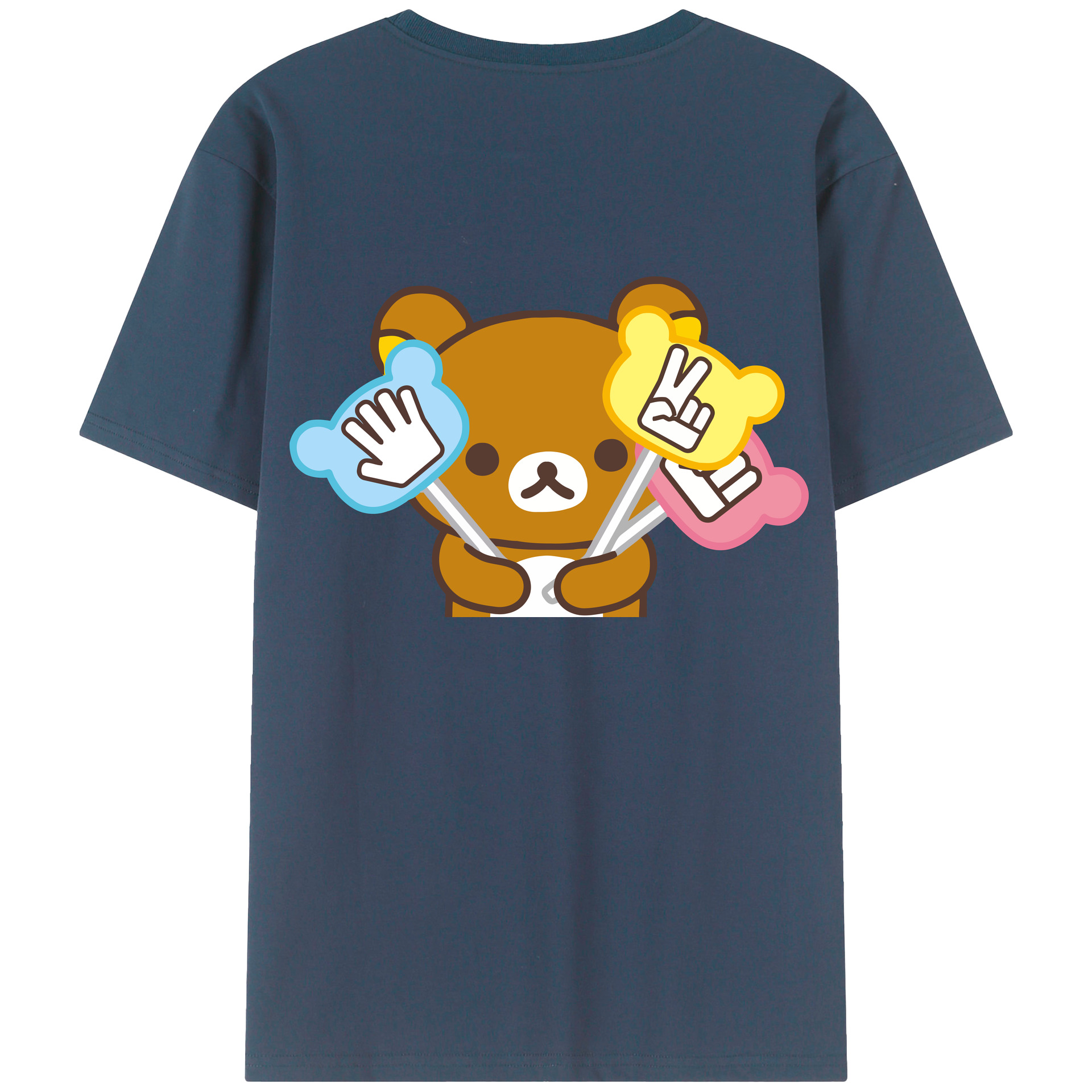 （画像用） リラックマ リラックマ キイロイトリ Rilakkuma Korilakkuma Kiiroitori 綿100％ メンズ半袖Tシャツ（バックプリント） 通気性
