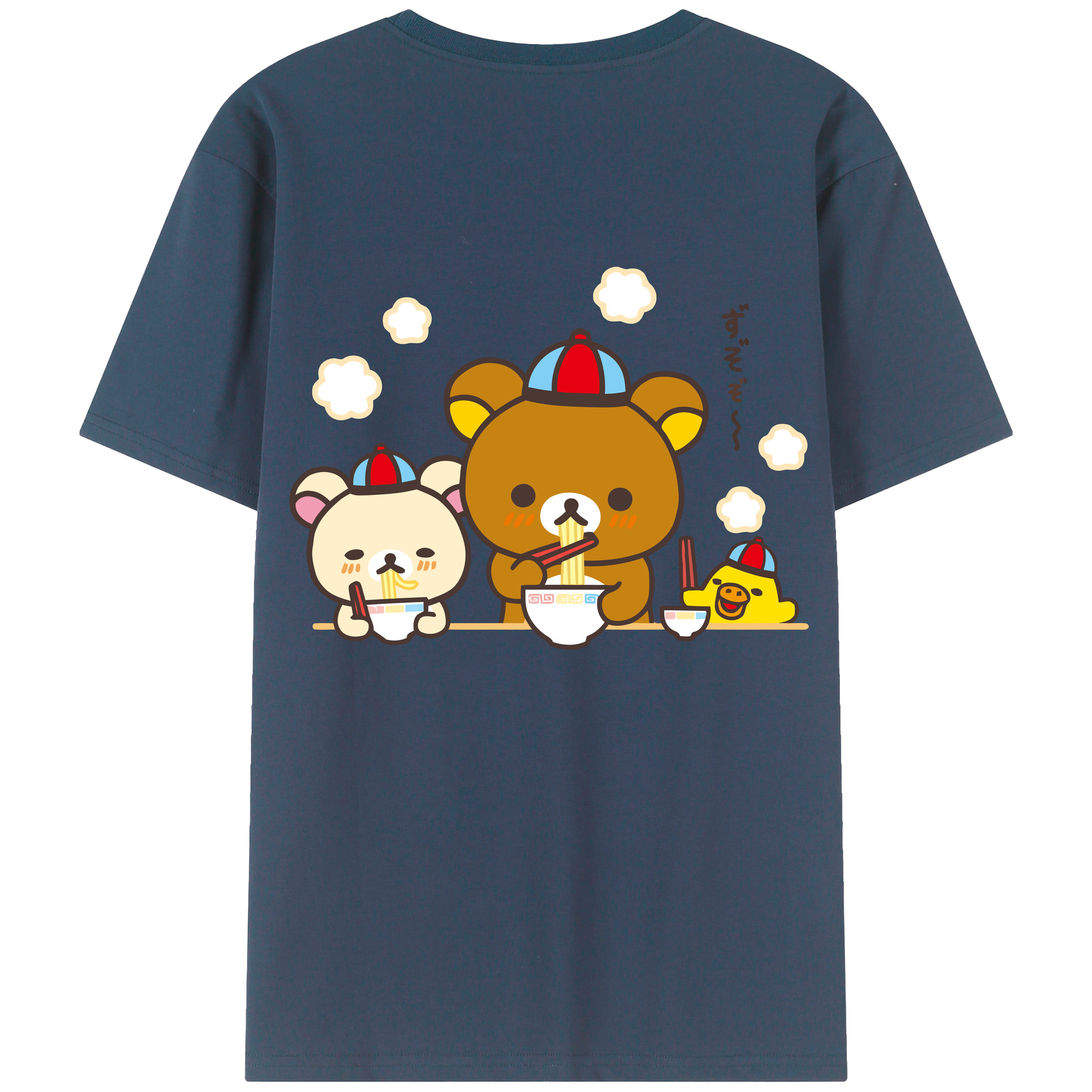 （画像用） リラックマ リラックマ キイロイトリ Rilakkuma Korilakkuma Kiiroitori 綿100％ メンズ半袖Tシャツ（バックプリント） 通気性