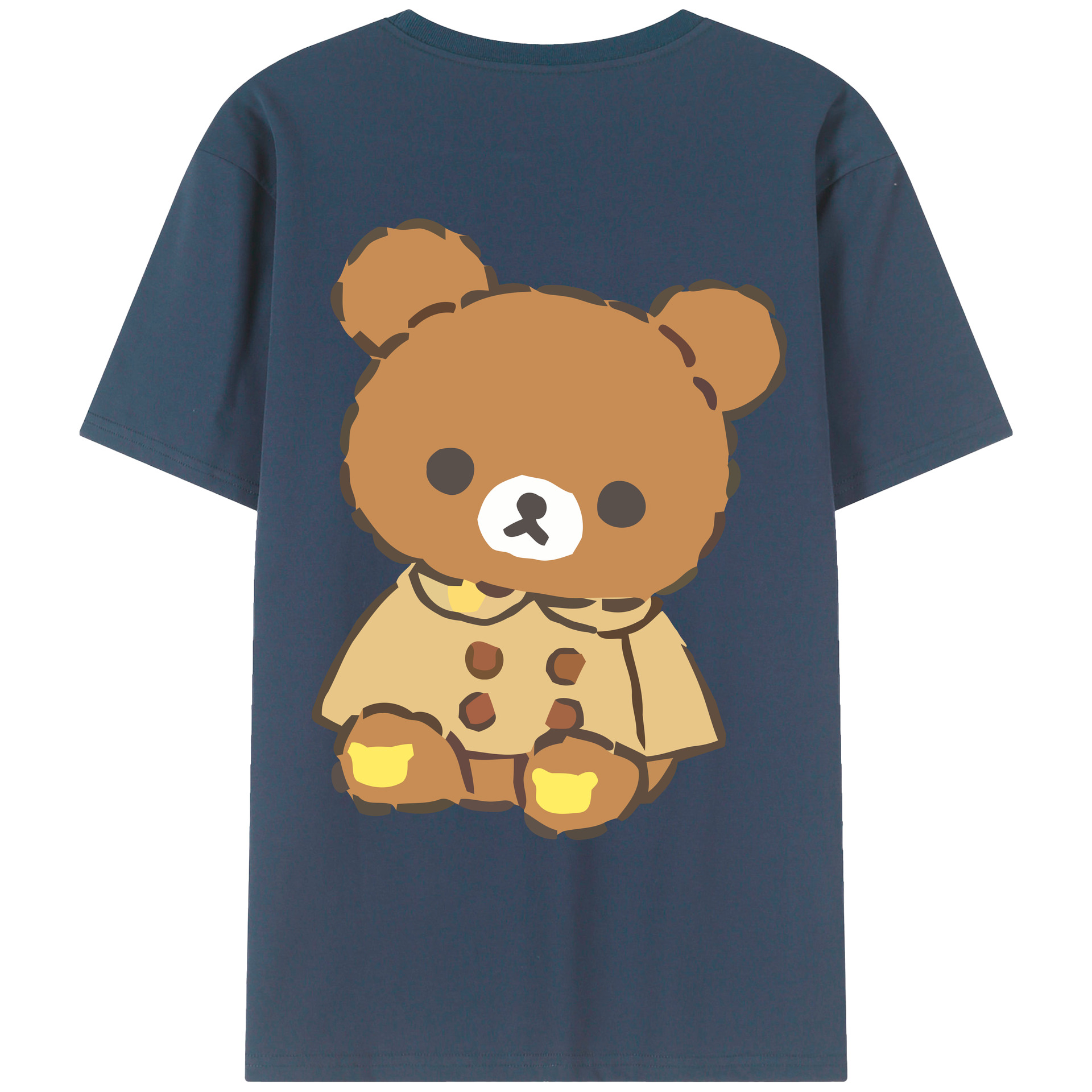 （画像用） リラックマ リラックマ キイロイトリ Rilakkuma Korilakkuma Kiiroitori 綿100％ メンズ半袖Tシャツ（バックプリント） 通気性