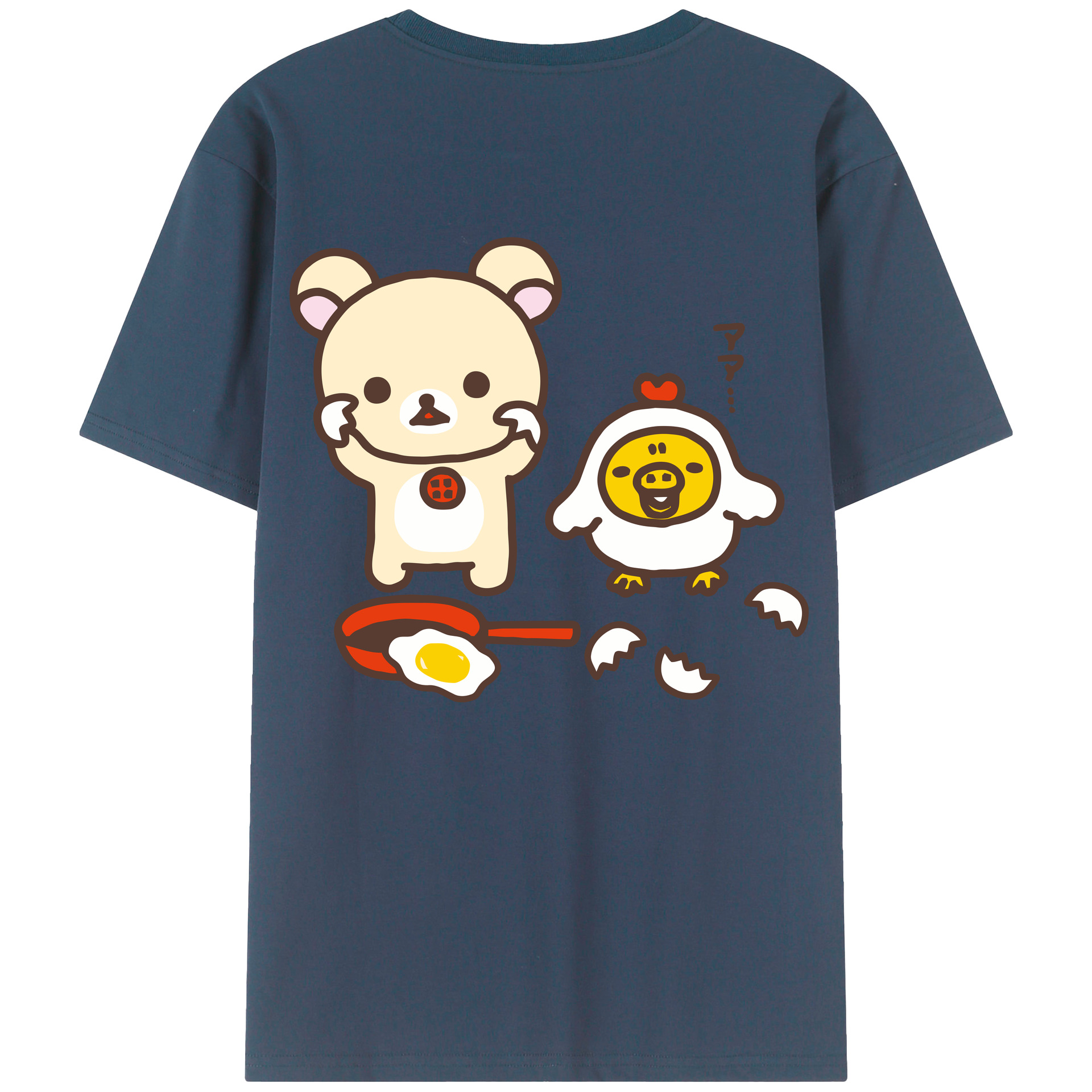 （画像用） リラックマ リラックマ キイロイトリ Rilakkuma Korilakkuma Kiiroitori 綿100％ メンズ半袖Tシャツ（バックプリント） 通気性