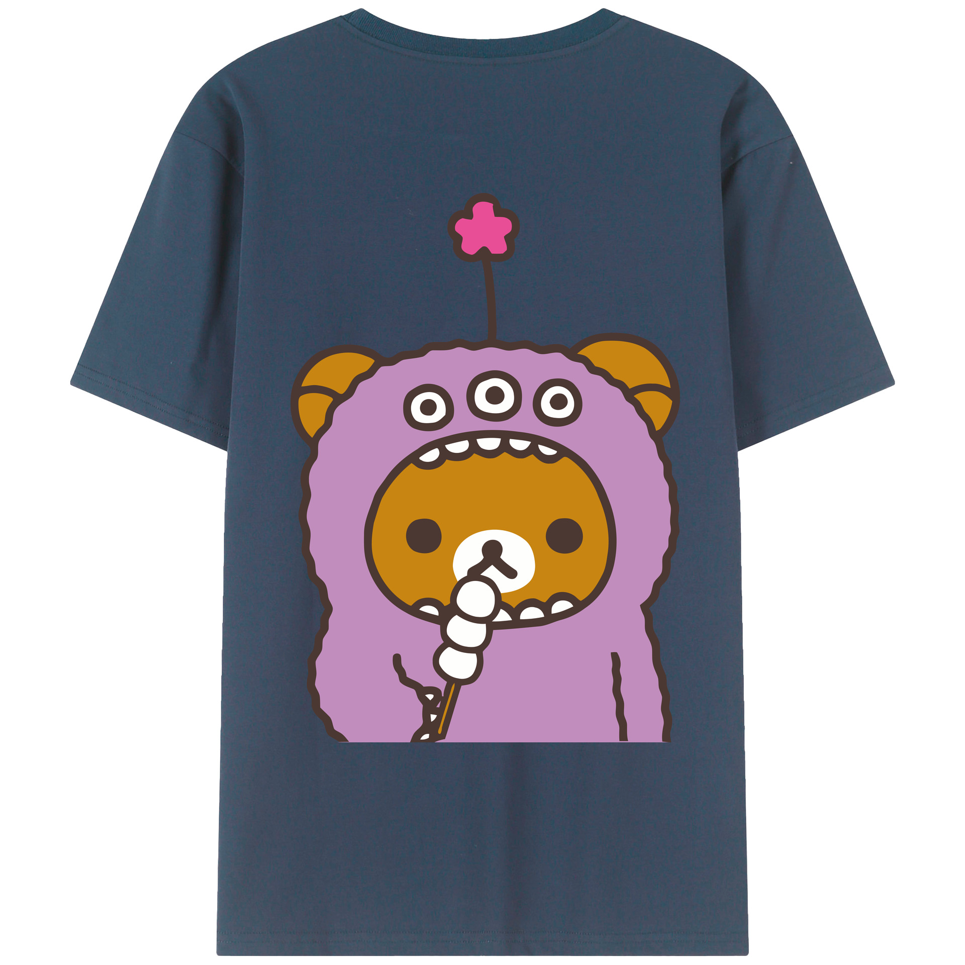 （画像用） リラックマ リラックマ キイロイトリ Rilakkuma Korilakkuma Kiiroitori 綿100％ メンズ半袖Tシャツ（バックプリント） 通気性
