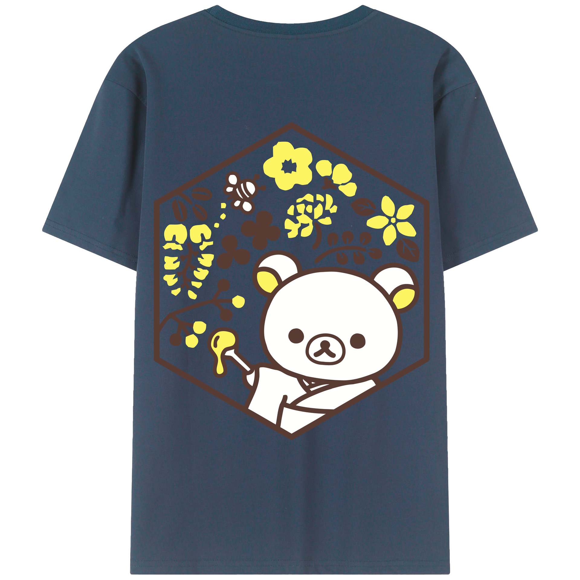 （画像用） リラックマ リラックマ キイロイトリ Rilakkuma Korilakkuma Kiiroitori 綿100％ メンズ半袖Tシャツ（バックプリント） 通気性