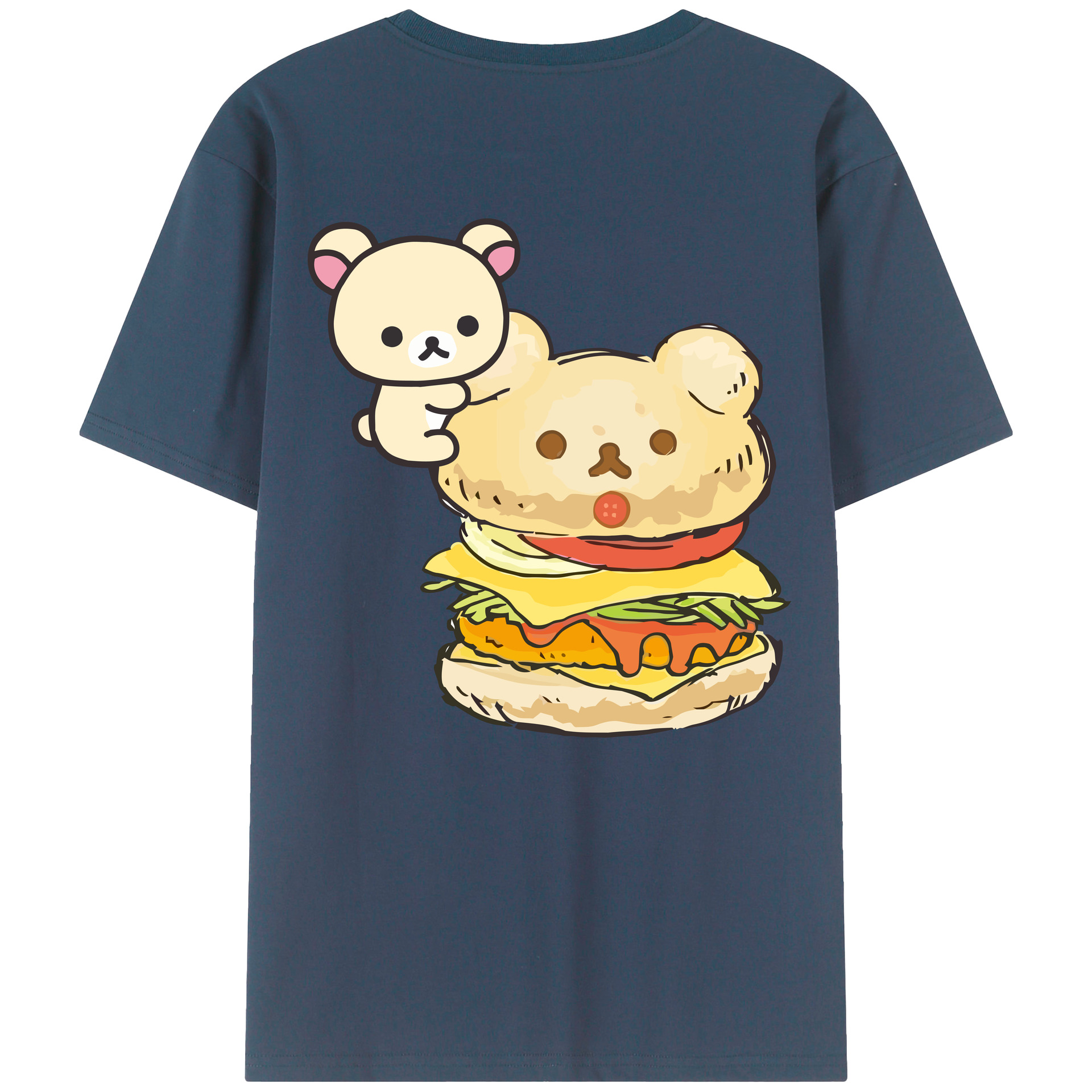 （画像用） リラックマ リラックマ キイロイトリ Rilakkuma Korilakkuma Kiiroitori 綿100％ メンズ半袖Tシャツ（バックプリント） 通気性