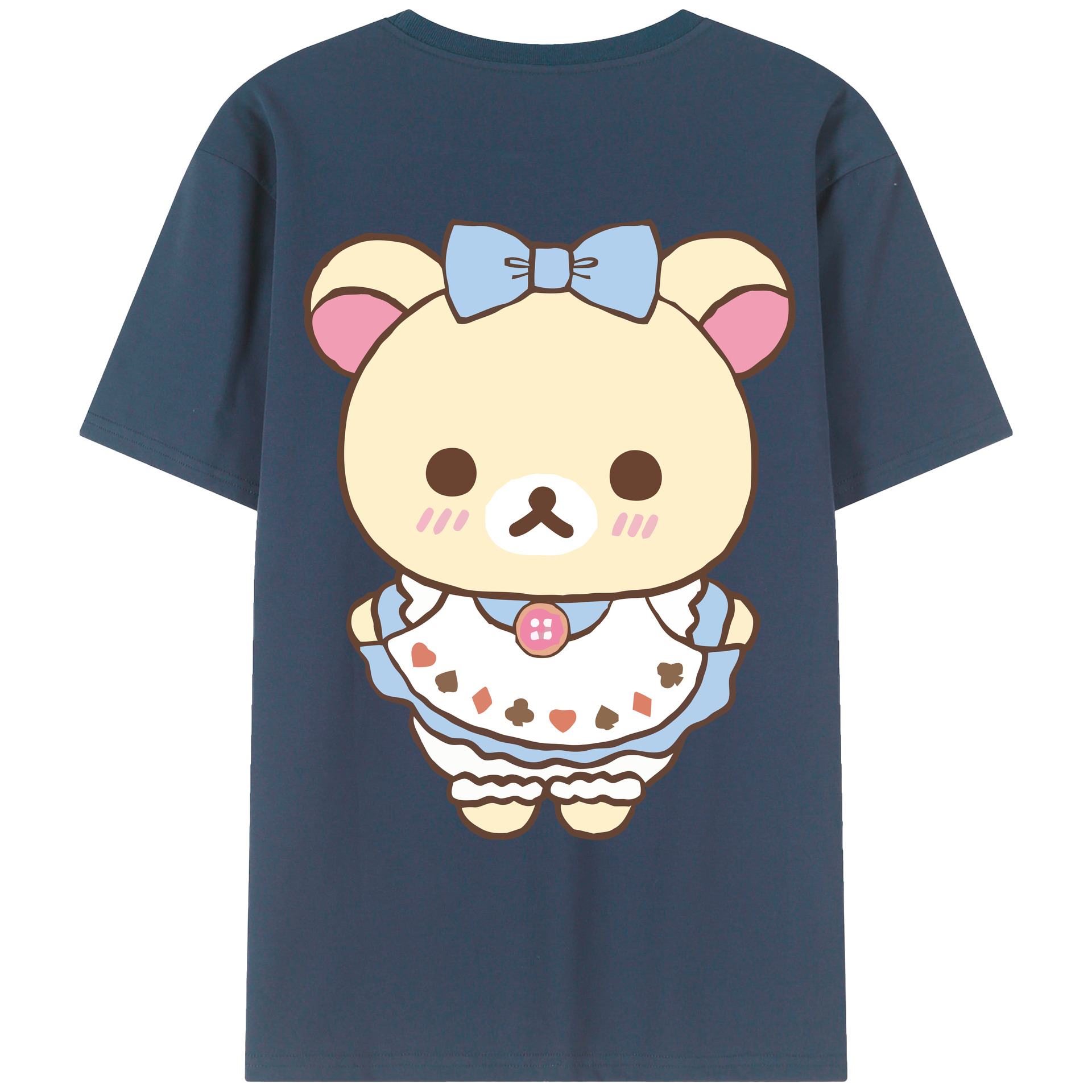 （画像用） リラックマ リラックマ キイロイトリ Rilakkuma Korilakkuma Kiiroitori 綿100％ メンズ半袖Tシャツ（バックプリント） 通気性
