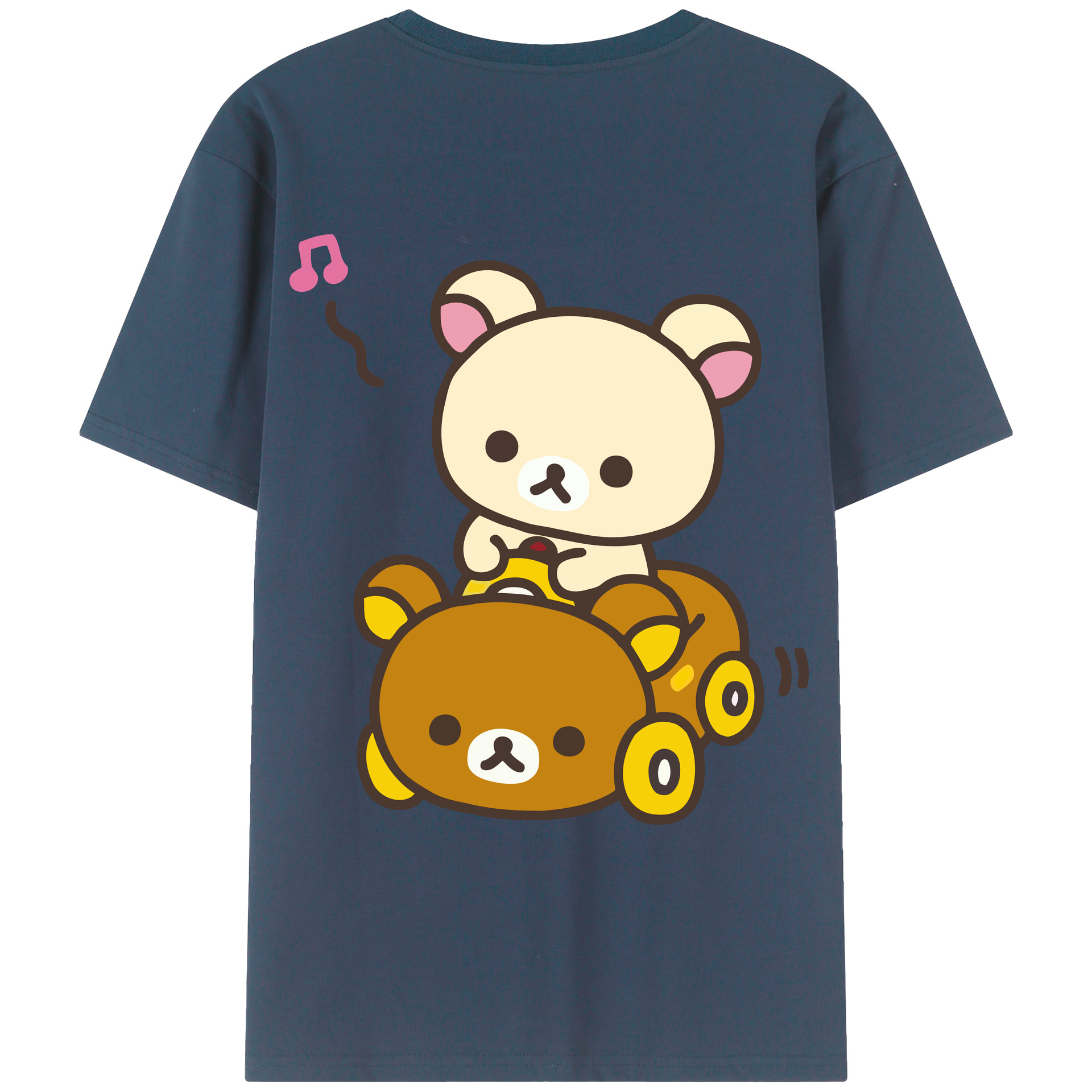 （画像用） リラックマ リラックマ キイロイトリ Rilakkuma Korilakkuma Kiiroitori 綿100％ メンズ半袖Tシャツ（バックプリント） 通気性