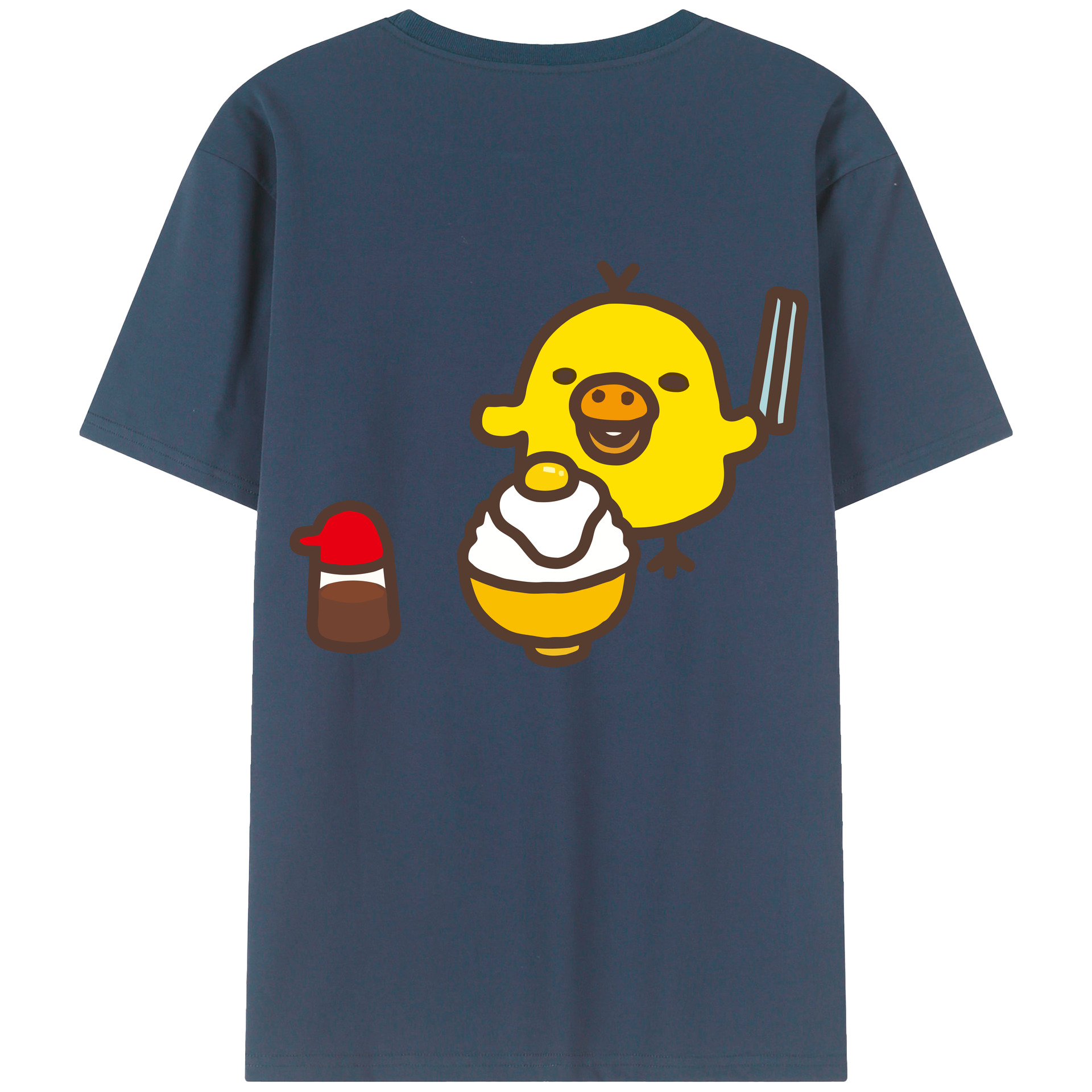 （画像用） リラックマ リラックマ キイロイトリ Rilakkuma Korilakkuma Kiiroitori 綿100％ メンズ半袖Tシャツ（バックプリント） 通気性