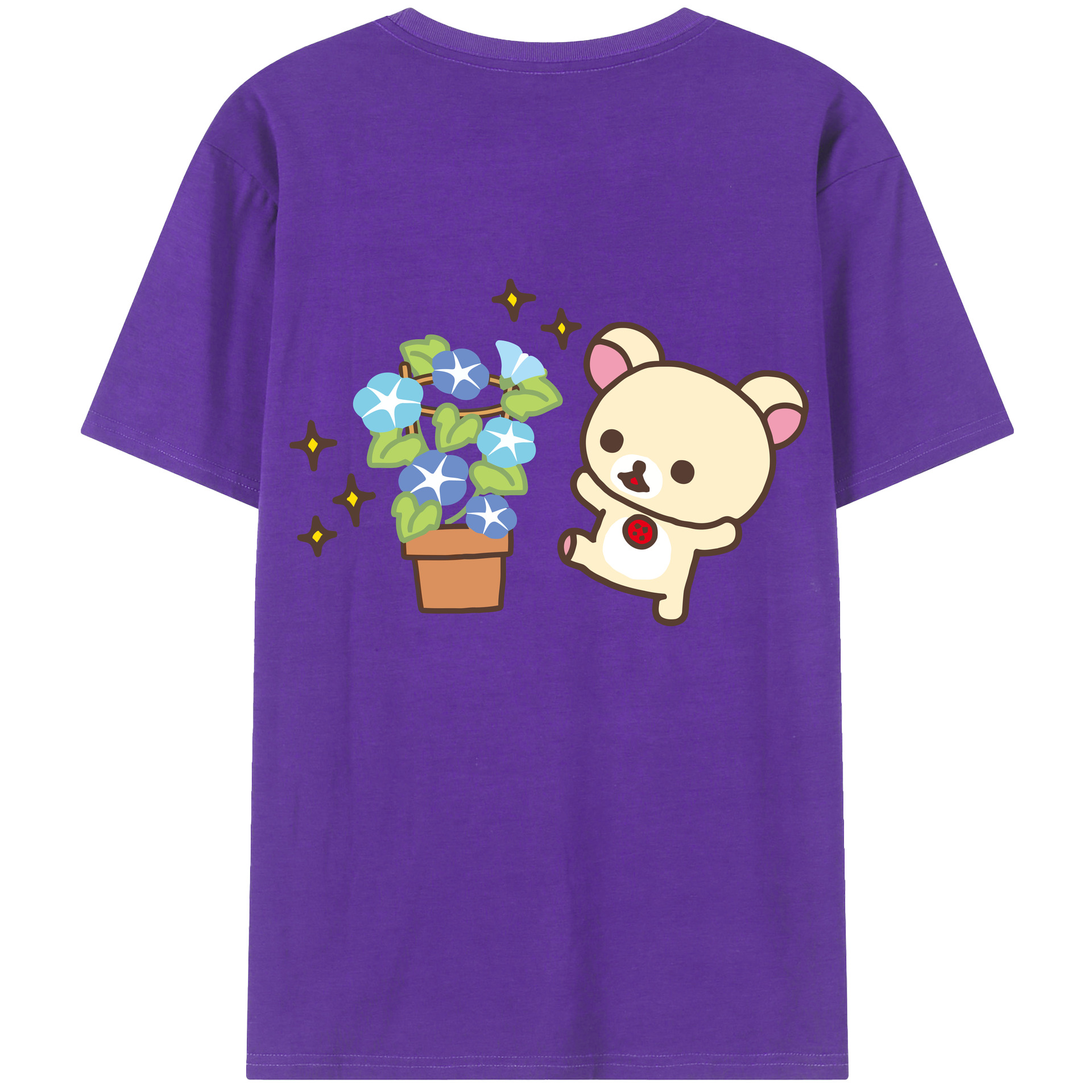 （画像用） リラックマ リラックマ キイロイトリ Rilakkuma Korilakkuma Kiiroitori 綿100％ メンズ半袖Tシャツ（バックプリント） 通気性