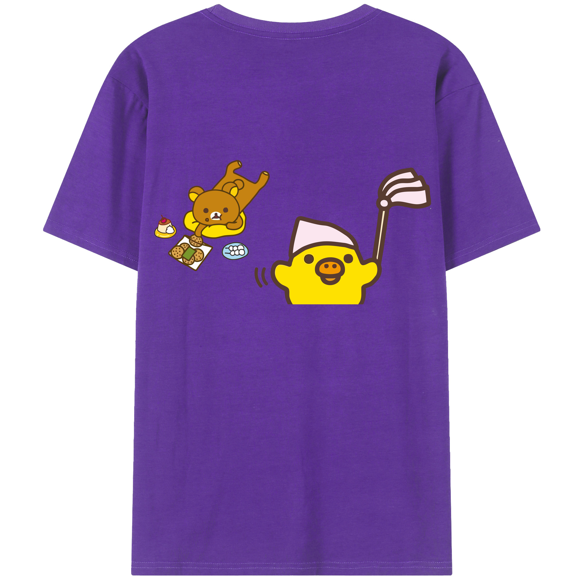 （画像用） リラックマ リラックマ キイロイトリ Rilakkuma Korilakkuma Kiiroitori 綿100％ メンズ半袖Tシャツ（バックプリント） 通気性