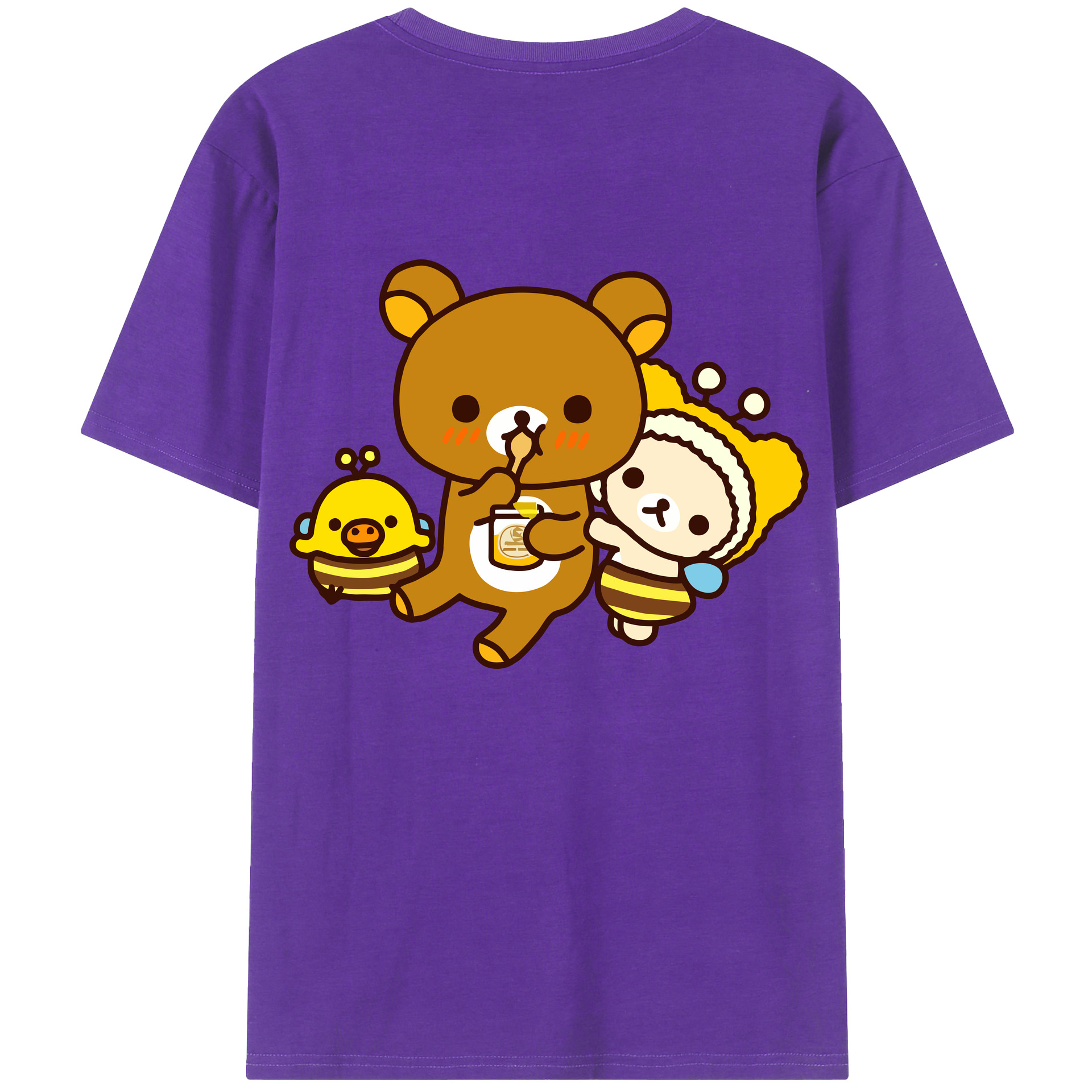 （画像用） リラックマ リラックマ キイロイトリ Rilakkuma Korilakkuma Kiiroitori 綿100％ メンズ半袖Tシャツ（バックプリント） 通気性