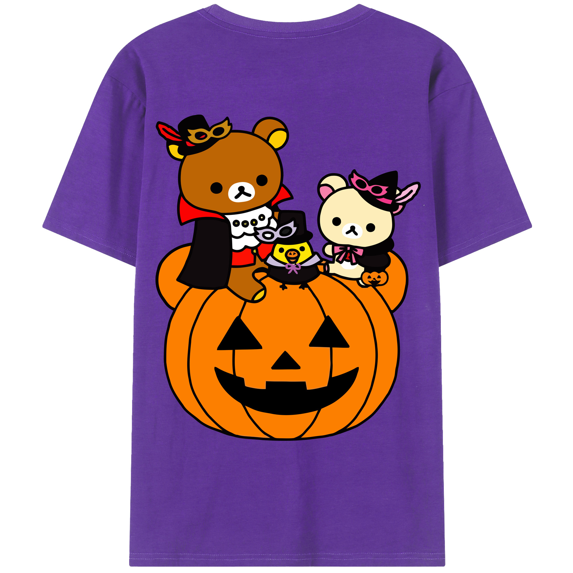 （画像用） リラックマ リラックマ キイロイトリ Rilakkuma Korilakkuma Kiiroitori 綿100％ メンズ半袖Tシャツ（バックプリント） 通気性