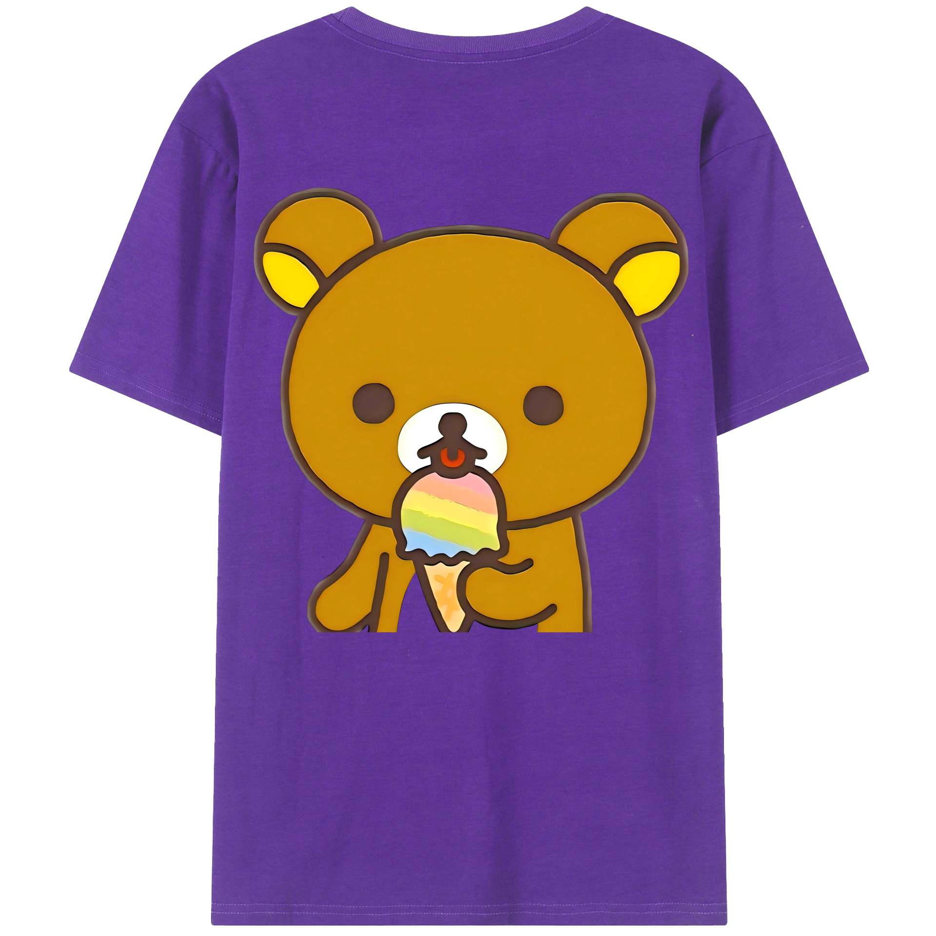 （画像用） リラックマ リラックマ キイロイトリ Rilakkuma Korilakkuma Kiiroitori 綿100％ メンズ半袖Tシャツ（バックプリント） 通気性