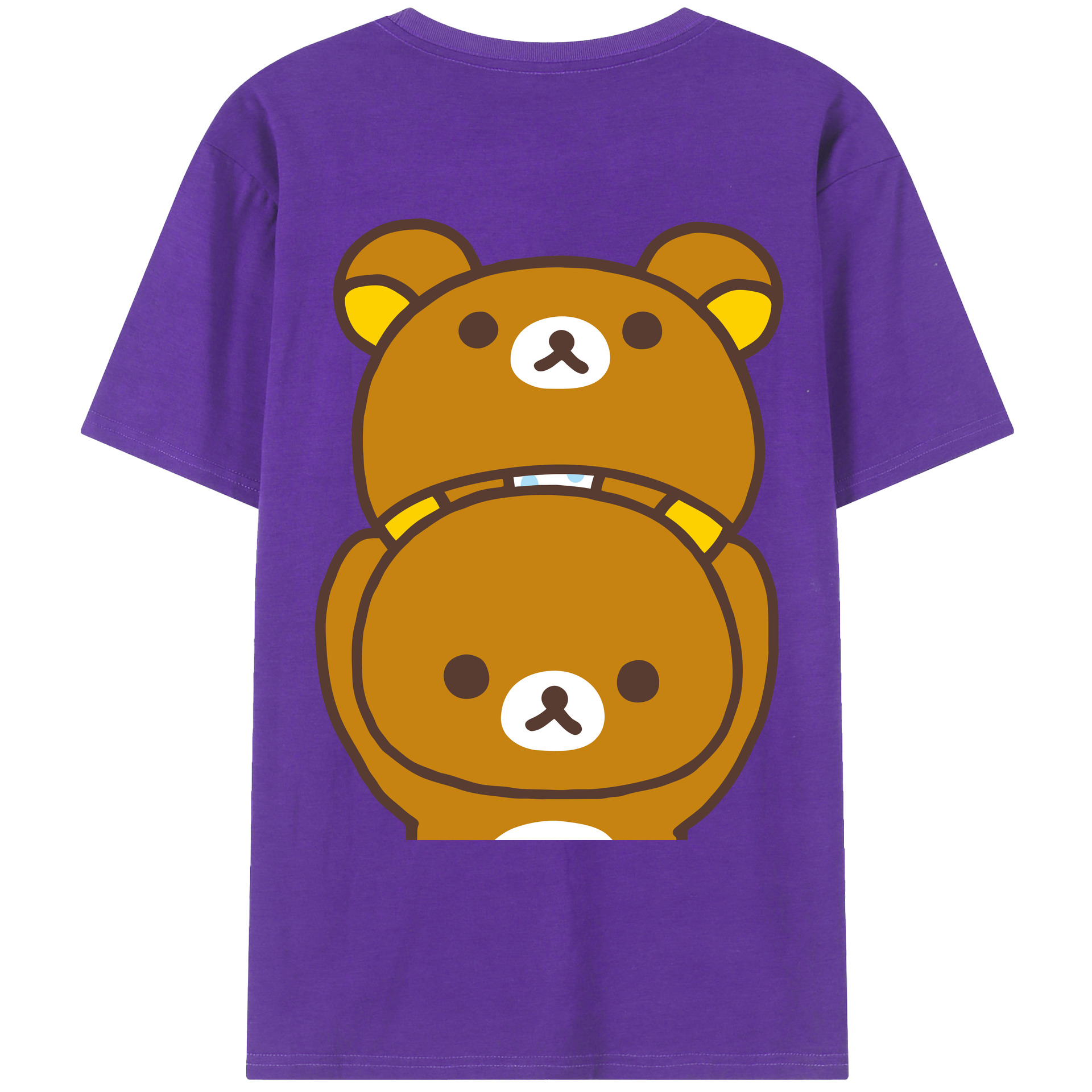 （画像用） リラックマ リラックマ キイロイトリ Rilakkuma Korilakkuma Kiiroitori 綿100％ メンズ半袖Tシャツ（バックプリント） 通気性