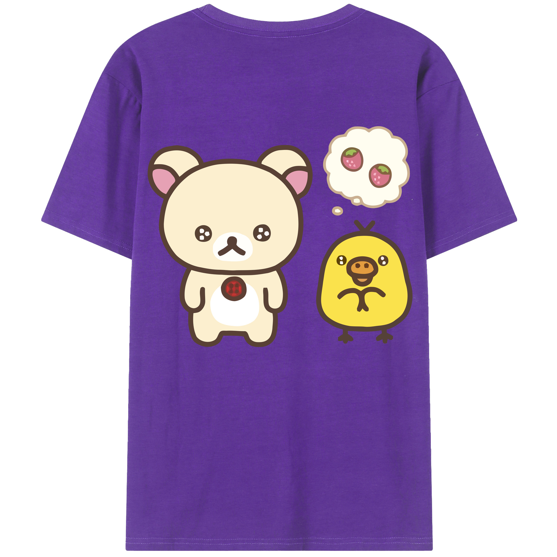 （画像用） リラックマ リラックマ キイロイトリ Rilakkuma Korilakkuma Kiiroitori 綿100％ メンズ半袖Tシャツ（バックプリント） 通気性