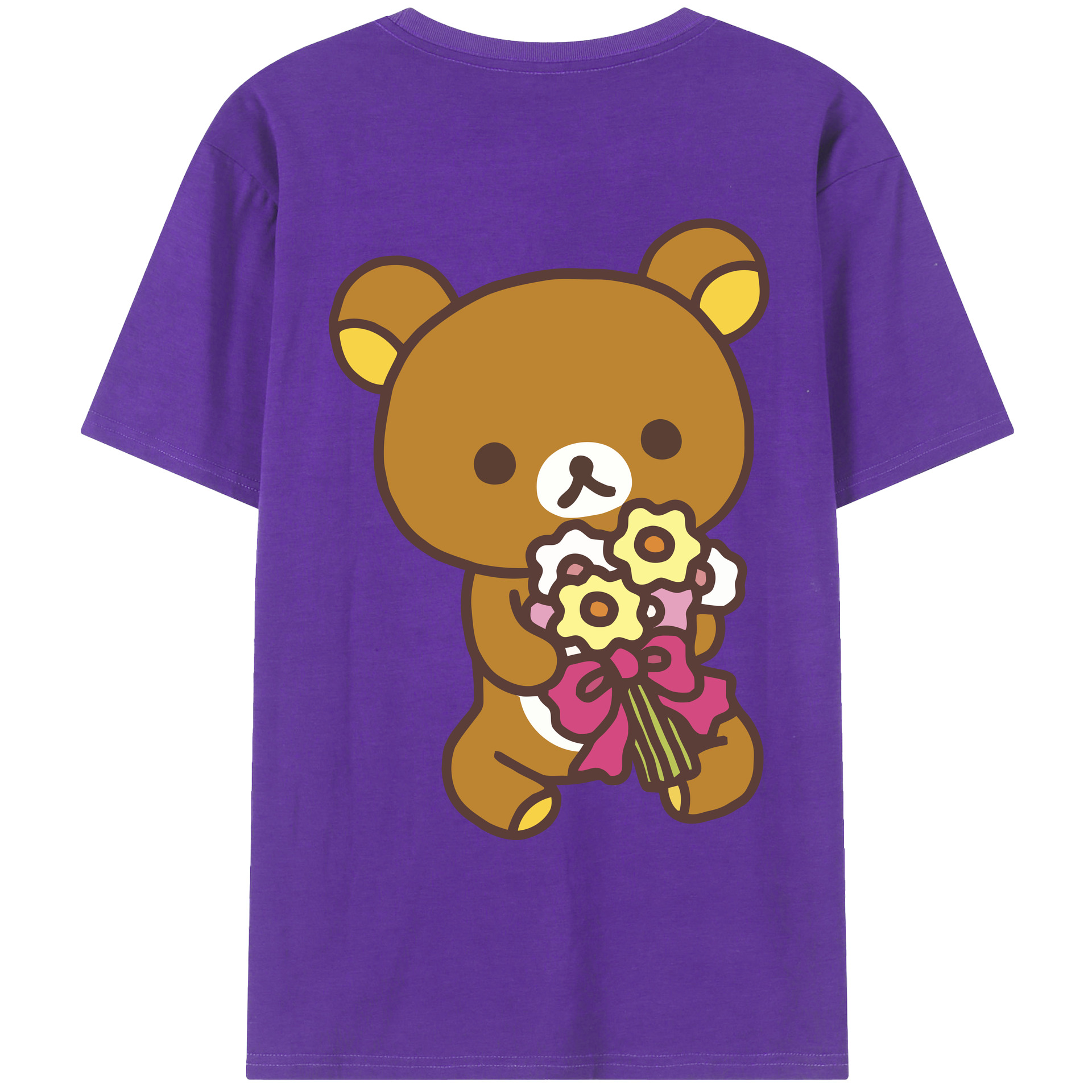 （画像用） リラックマ リラックマ キイロイトリ Rilakkuma Korilakkuma Kiiroitori 綿100％ メンズ半袖Tシャツ（バックプリント） 通気性