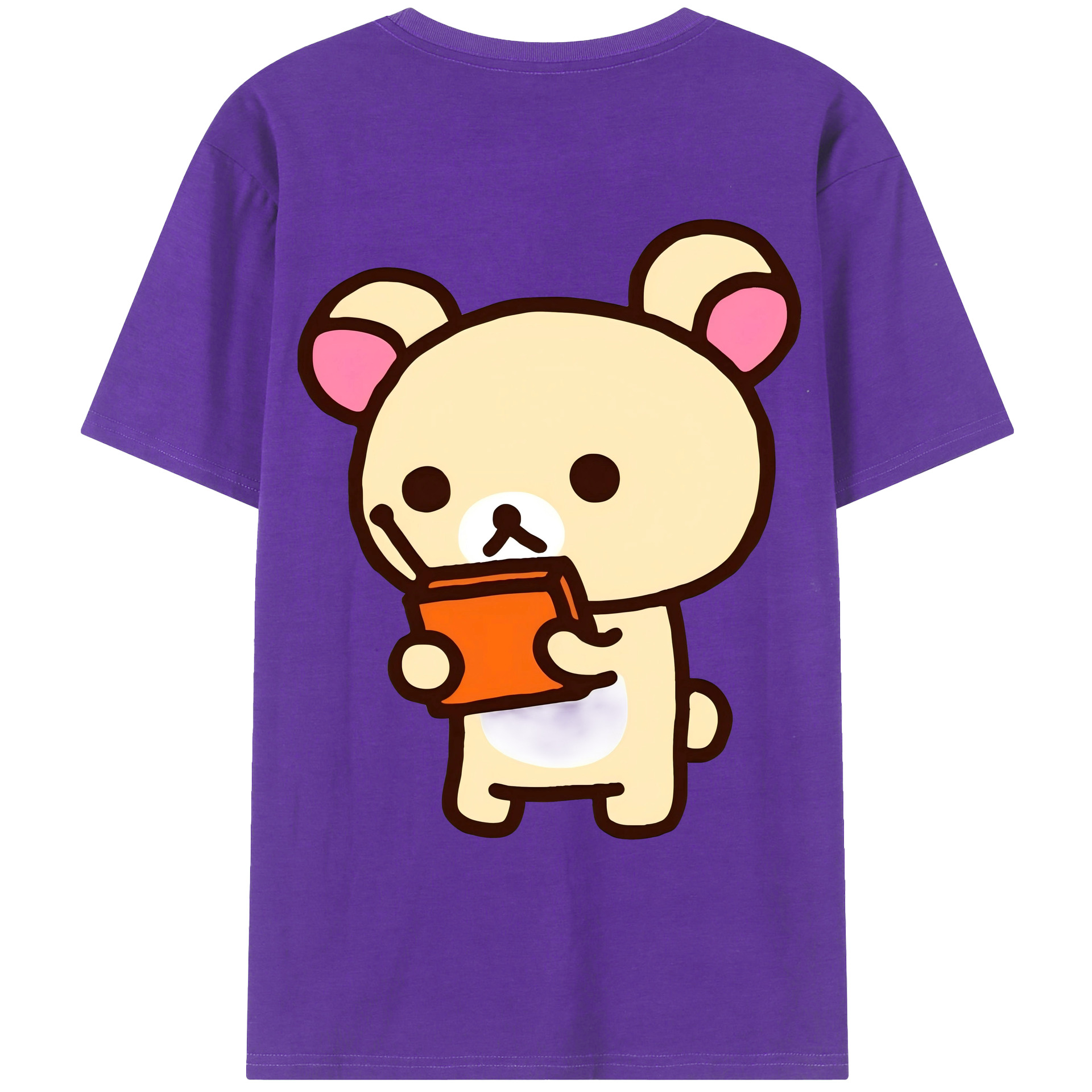 （画像用） リラックマ リラックマ キイロイトリ Rilakkuma Korilakkuma Kiiroitori 綿100％ メンズ半袖Tシャツ（バックプリント） 通気性
