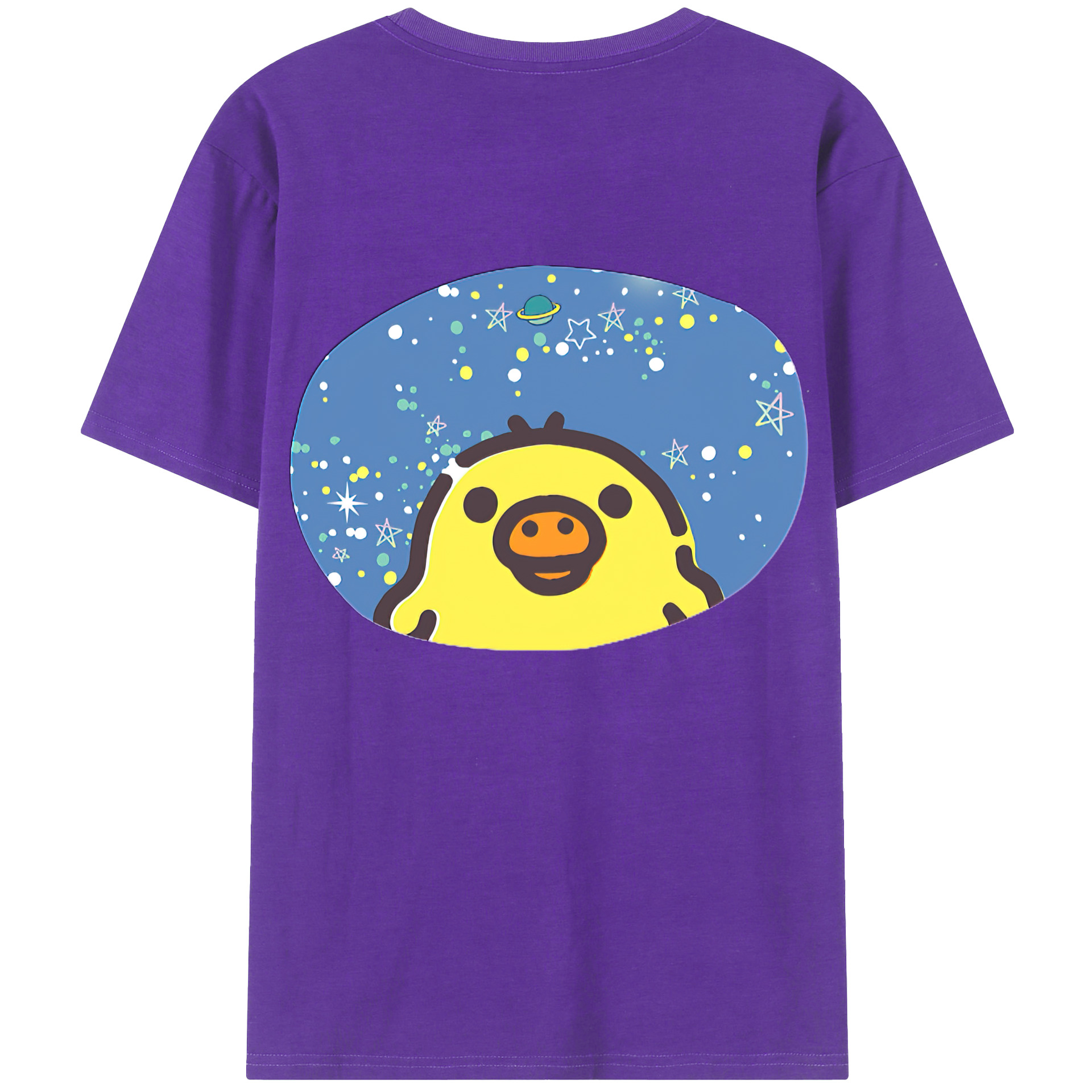 （画像用） リラックマ リラックマ キイロイトリ Rilakkuma Korilakkuma Kiiroitori 綿100％ メンズ半袖Tシャツ（バックプリント） 通気性