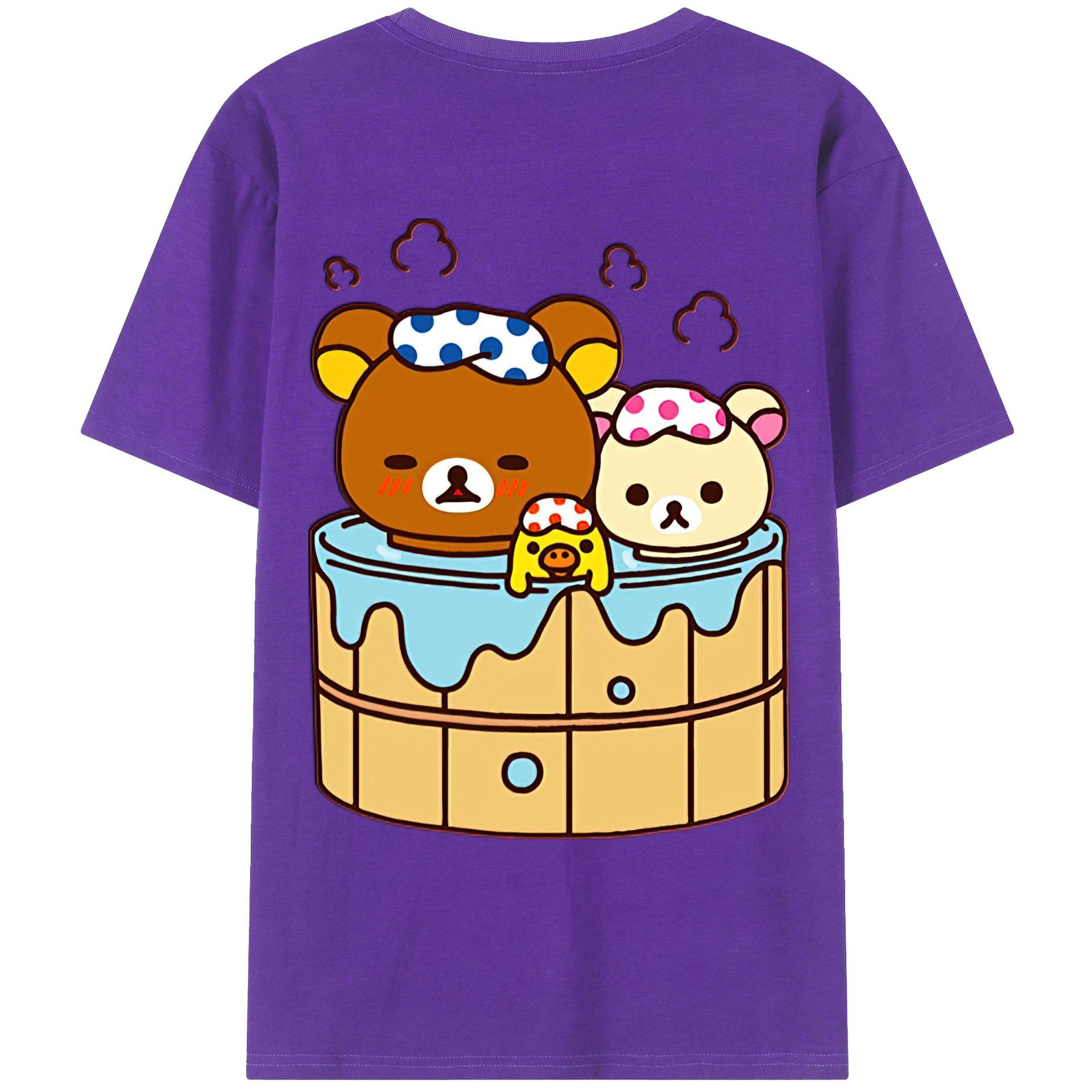 （画像用） リラックマ リラックマ キイロイトリ Rilakkuma Korilakkuma Kiiroitori 綿100％ メンズ半袖Tシャツ（バックプリント） 通気性