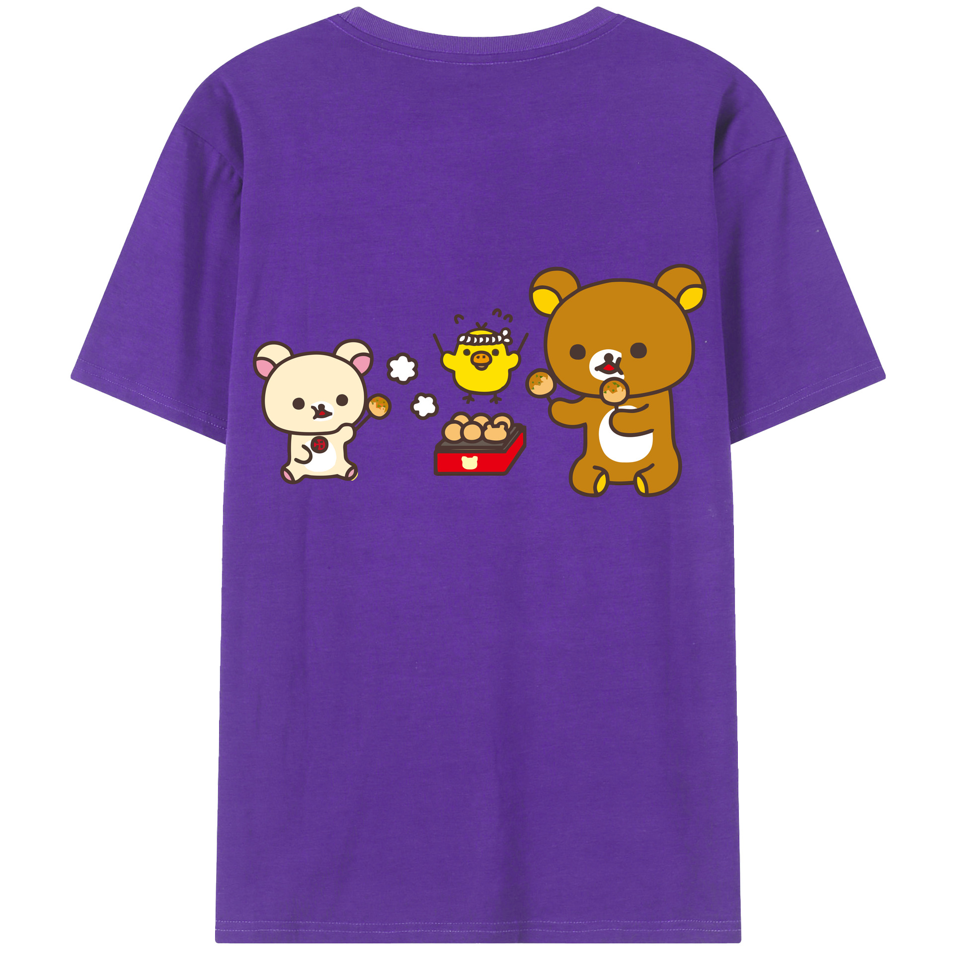 （画像用） リラックマ リラックマ キイロイトリ Rilakkuma Korilakkuma Kiiroitori 綿100％ メンズ半袖Tシャツ（バックプリント） 通気性