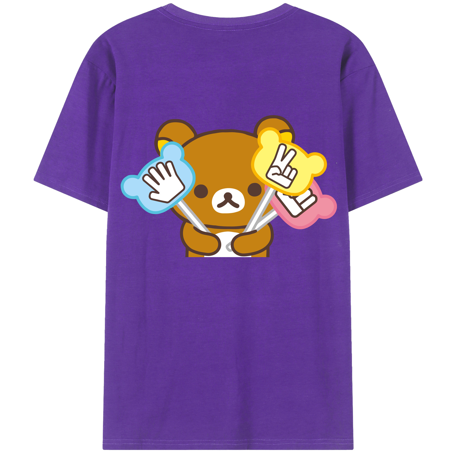 （画像用） リラックマ リラックマ キイロイトリ Rilakkuma Korilakkuma Kiiroitori 綿100％ メンズ半袖Tシャツ（バックプリント） 通気性