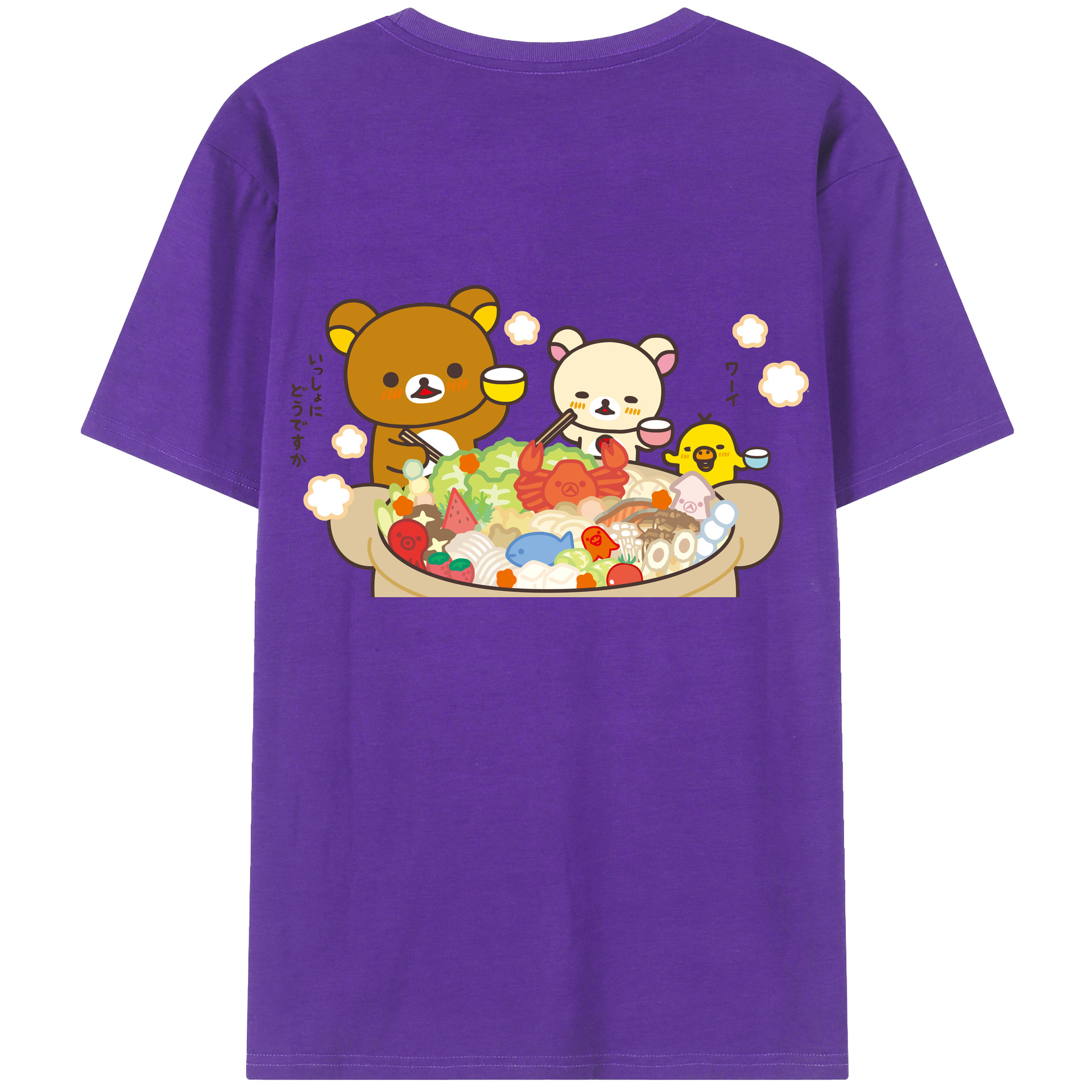 （画像用） リラックマ リラックマ キイロイトリ Rilakkuma Korilakkuma Kiiroitori 綿100％ メンズ半袖Tシャツ（バックプリント） 通気性