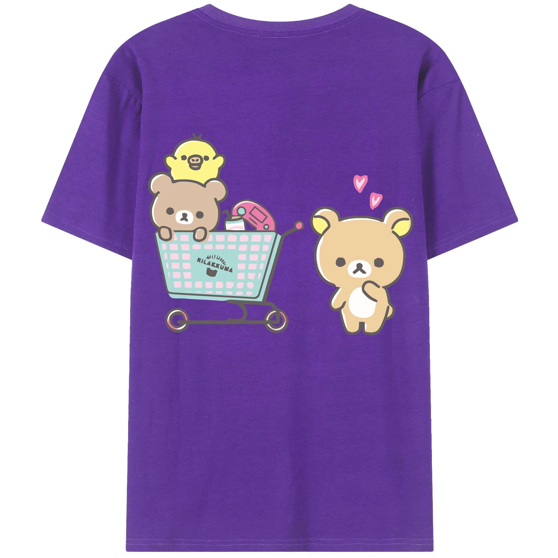 （画像用） リラックマ リラックマ キイロイトリ Rilakkuma Korilakkuma Kiiroitori 綿100％ メンズ半袖Tシャツ（バックプリント） 通気性