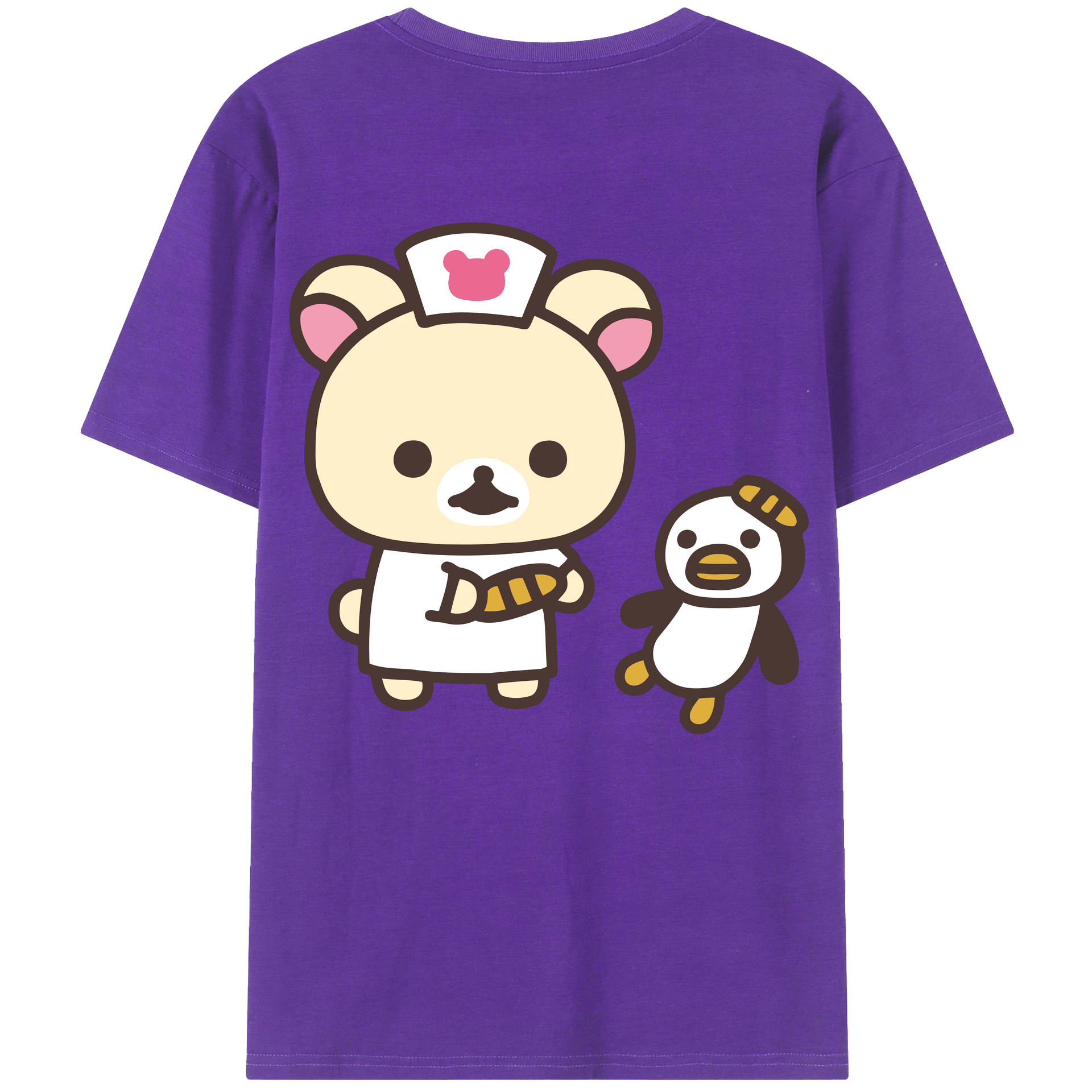 （画像用） リラックマ リラックマ キイロイトリ Rilakkuma Korilakkuma Kiiroitori 綿100％ メンズ半袖Tシャツ（バックプリント） 通気性