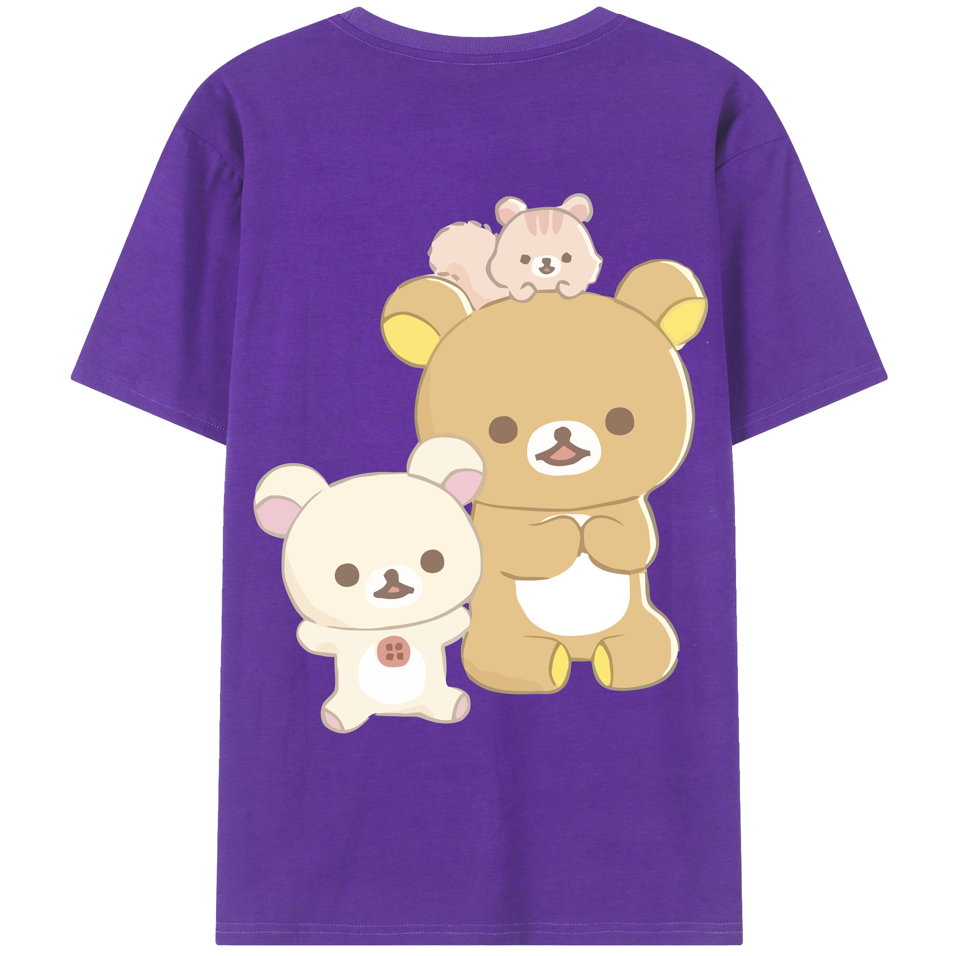（画像用） リラックマ リラックマ キイロイトリ Rilakkuma Korilakkuma Kiiroitori 綿100％ メンズ半袖Tシャツ（バックプリント） 通気性