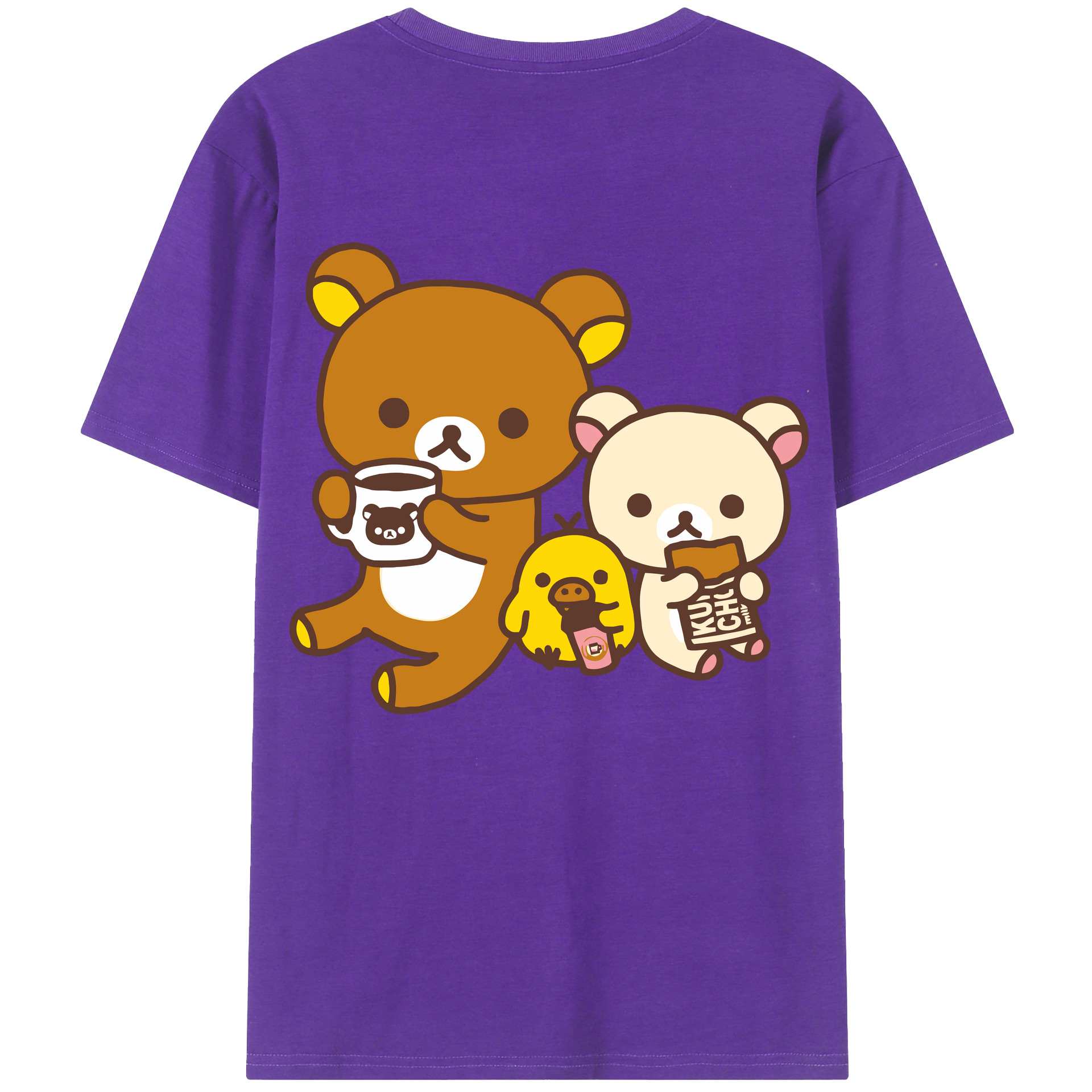 （画像用） リラックマ リラックマ キイロイトリ Rilakkuma Korilakkuma Kiiroitori 綿100％ メンズ半袖Tシャツ（バックプリント） 通気性