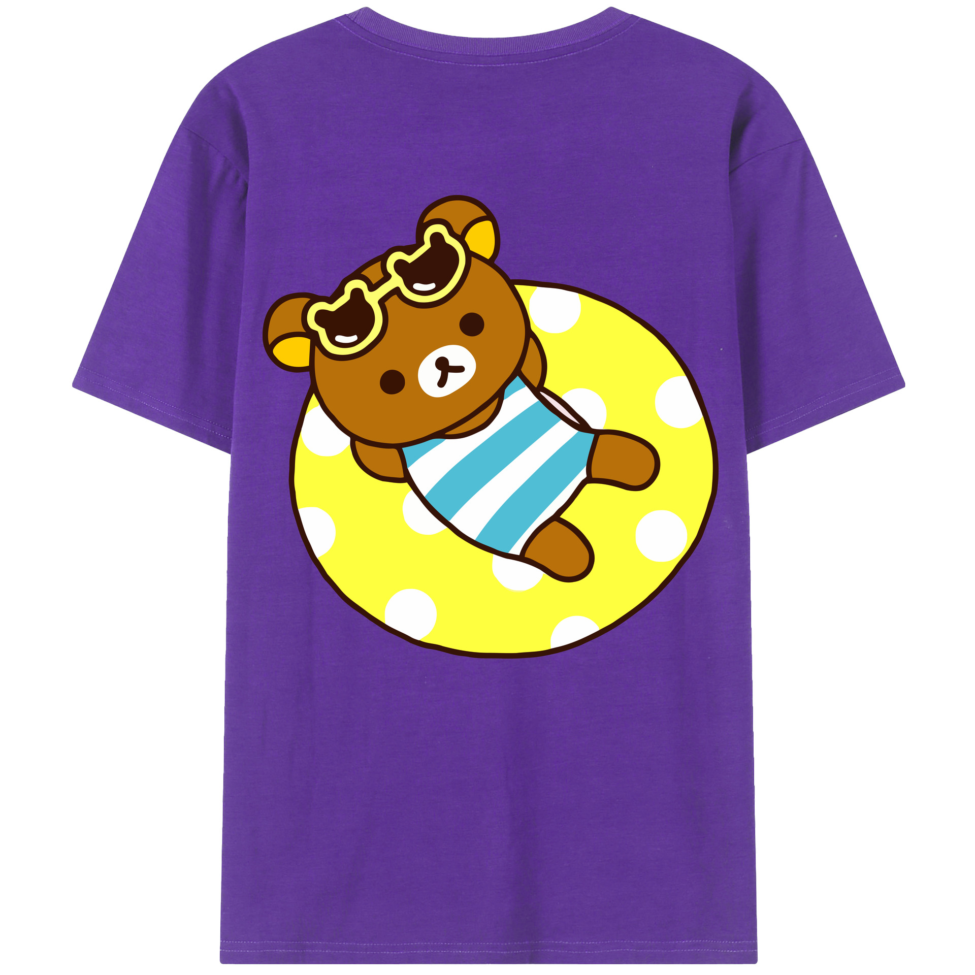 （画像用） リラックマ リラックマ キイロイトリ Rilakkuma Korilakkuma Kiiroitori 綿100％ メンズ半袖Tシャツ（バックプリント） 通気性