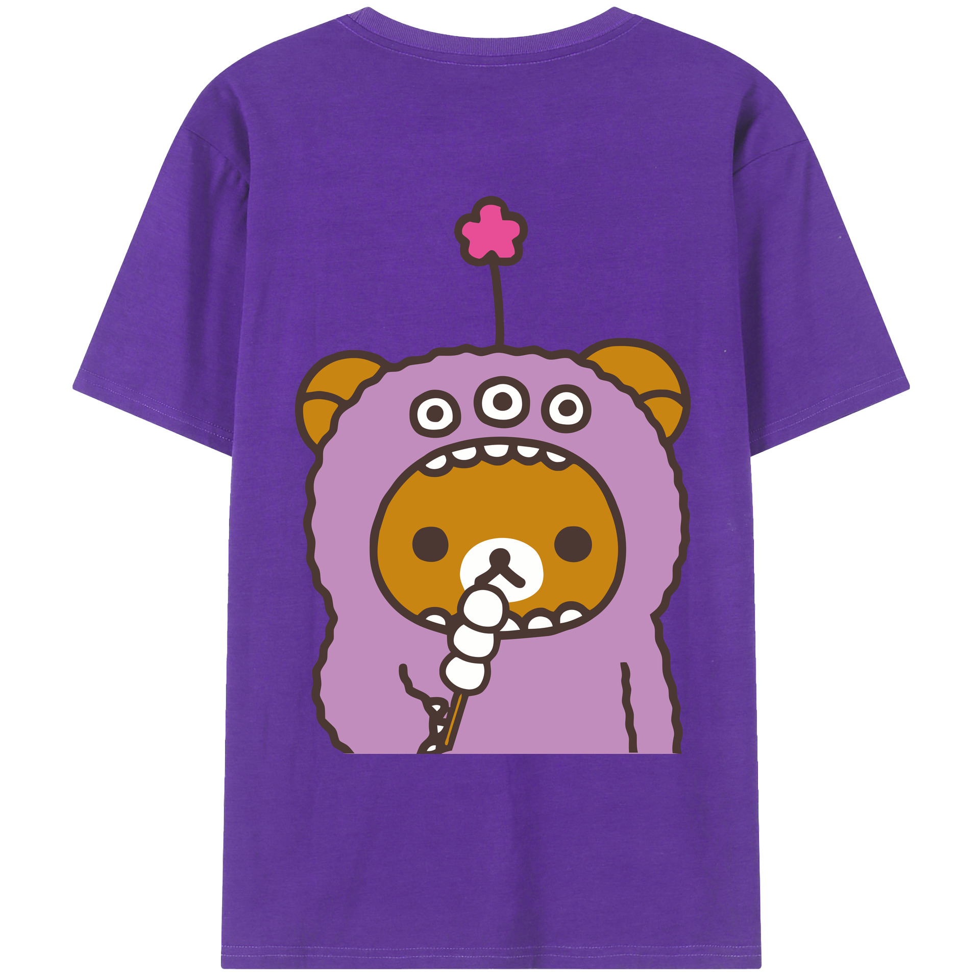 （画像用） リラックマ リラックマ キイロイトリ Rilakkuma Korilakkuma Kiiroitori 綿100％ メンズ半袖Tシャツ（バックプリント） 通気性