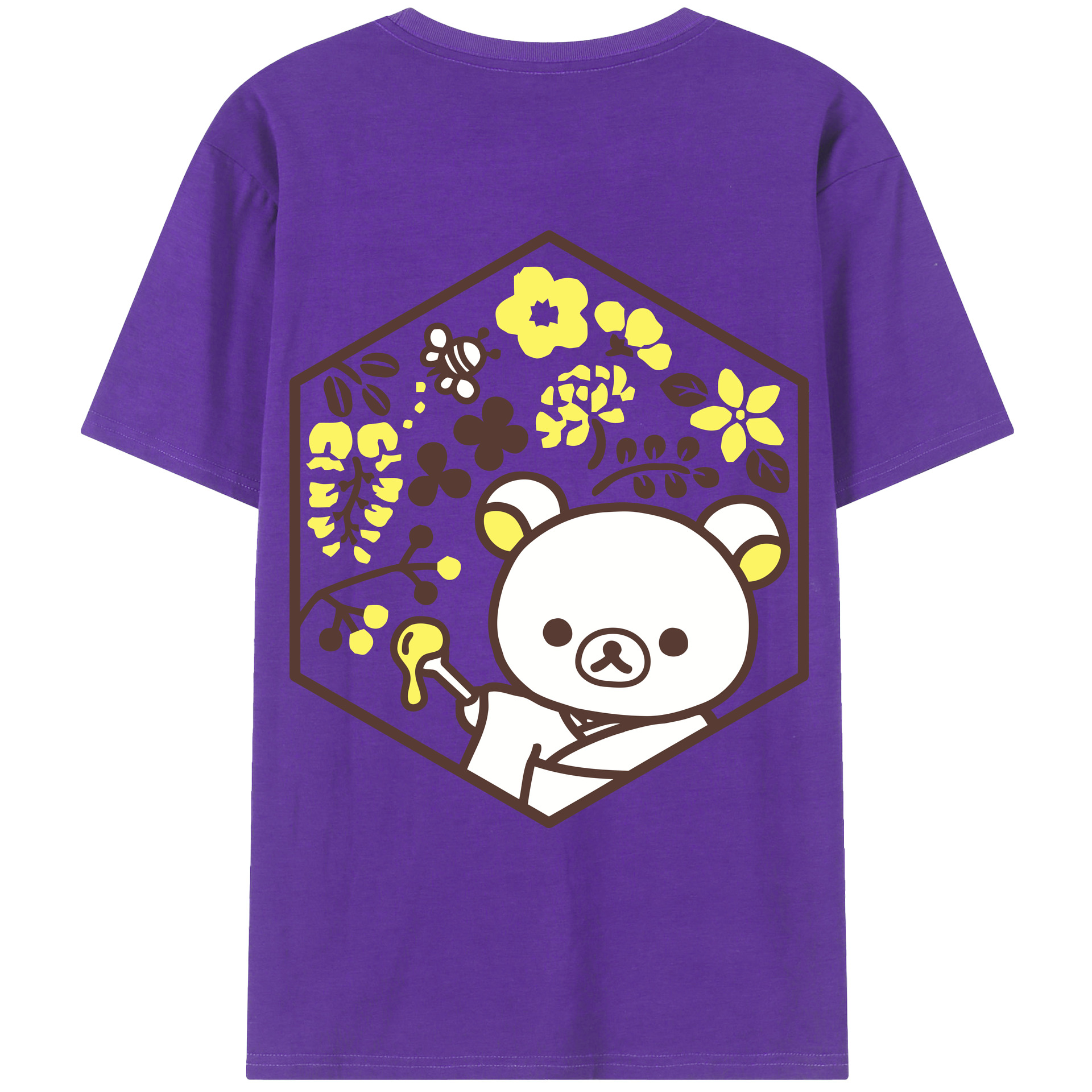 （画像用） リラックマ リラックマ キイロイトリ Rilakkuma Korilakkuma Kiiroitori 綿100％ メンズ半袖Tシャツ（バックプリント） 通気性