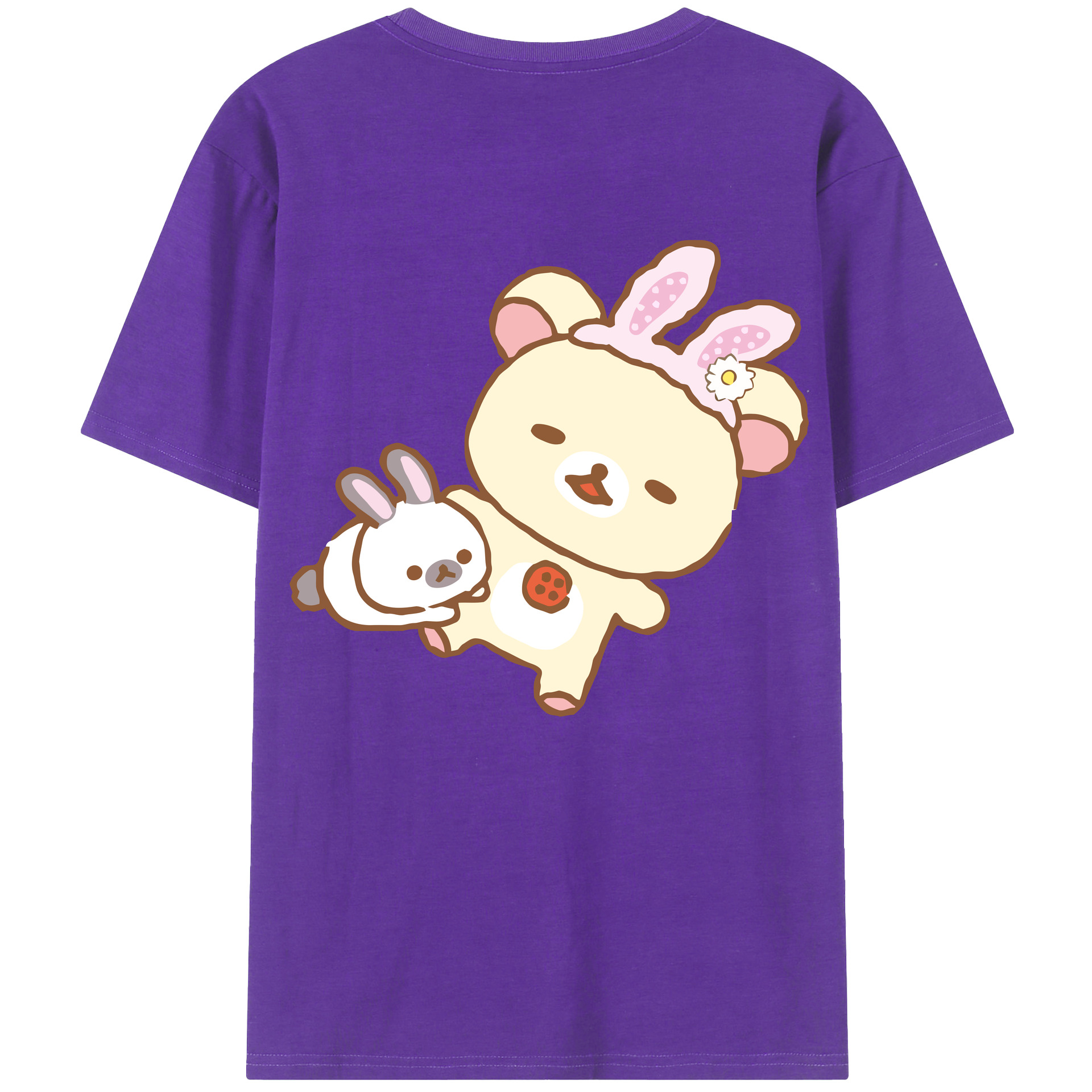 （画像用） リラックマ リラックマ キイロイトリ Rilakkuma Korilakkuma Kiiroitori 綿100％ メンズ半袖Tシャツ（バックプリント） 通気性