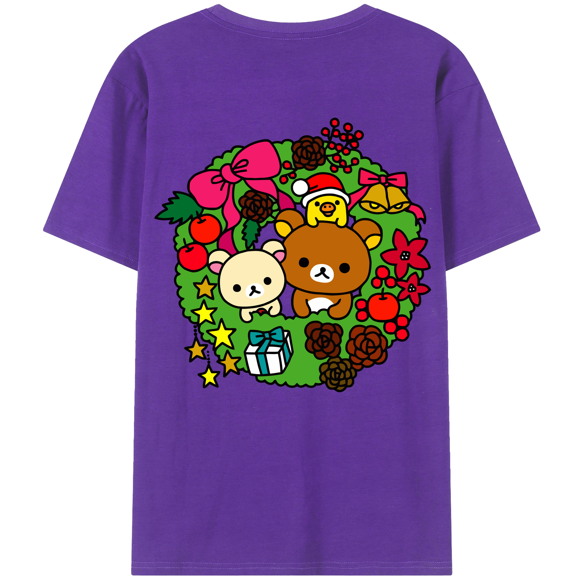 （画像用） リラックマ リラックマ キイロイトリ Rilakkuma Korilakkuma Kiiroitori 綿100％ メンズ半袖Tシャツ（バックプリント） 通気性