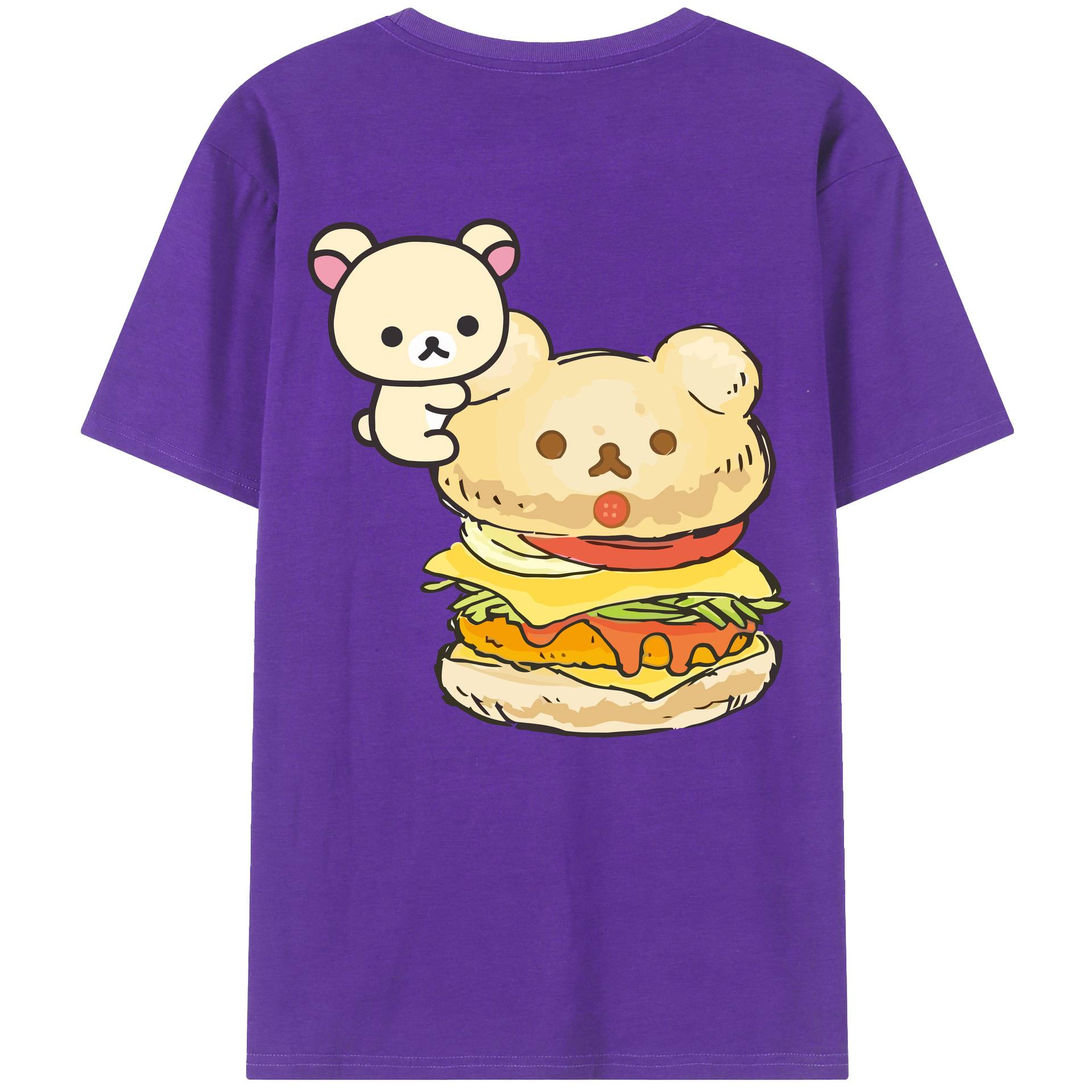 （画像用） リラックマ リラックマ キイロイトリ Rilakkuma Korilakkuma Kiiroitori 綿100％ メンズ半袖Tシャツ（バックプリント） 通気性