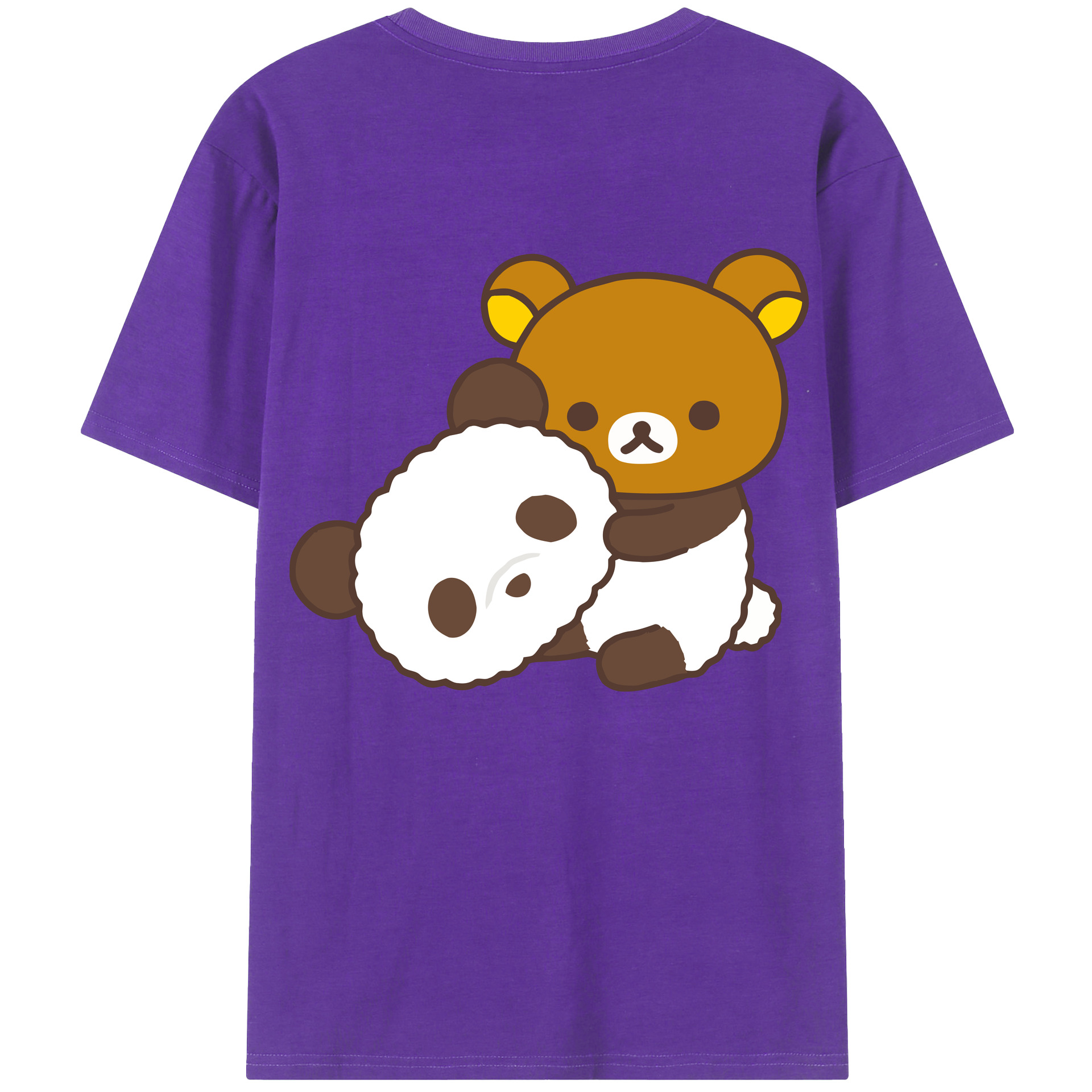 （画像用） リラックマ リラックマ キイロイトリ Rilakkuma Korilakkuma Kiiroitori 綿100％ メンズ半袖Tシャツ（バックプリント） 通気性