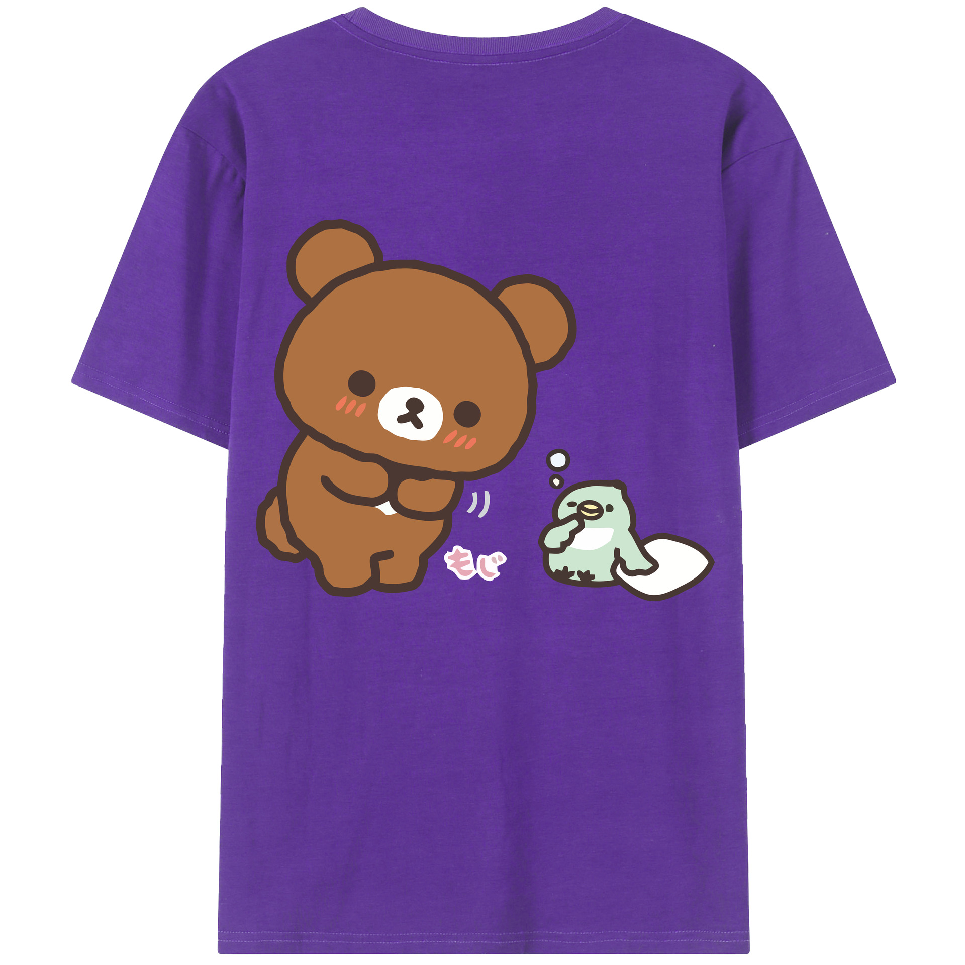 （画像用） リラックマ リラックマ キイロイトリ Rilakkuma Korilakkuma Kiiroitori 綿100％ メンズ半袖Tシャツ（バックプリント） 通気性