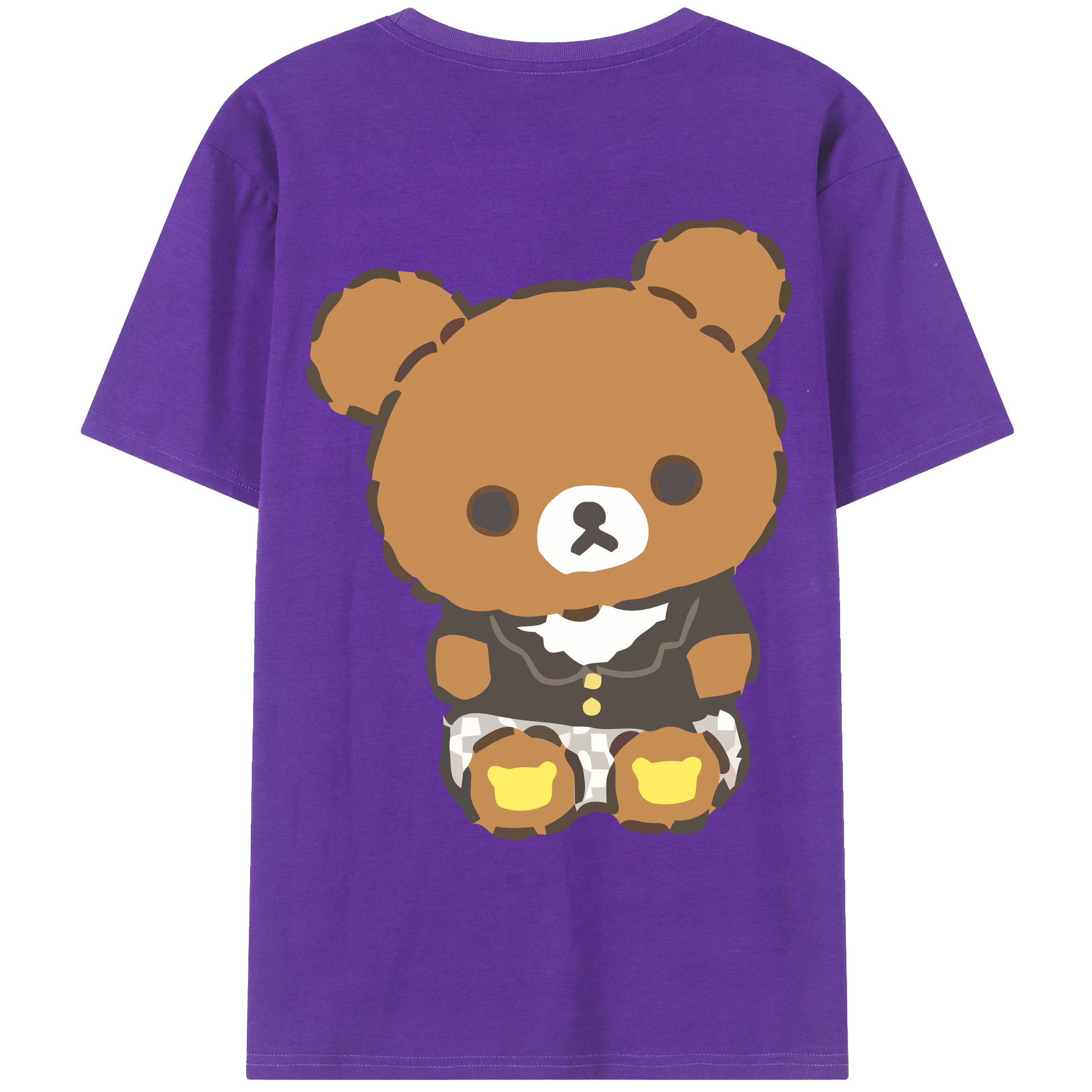 （画像用） リラックマ リラックマ キイロイトリ Rilakkuma Korilakkuma Kiiroitori 綿100％ メンズ半袖Tシャツ（バックプリント） 通気性