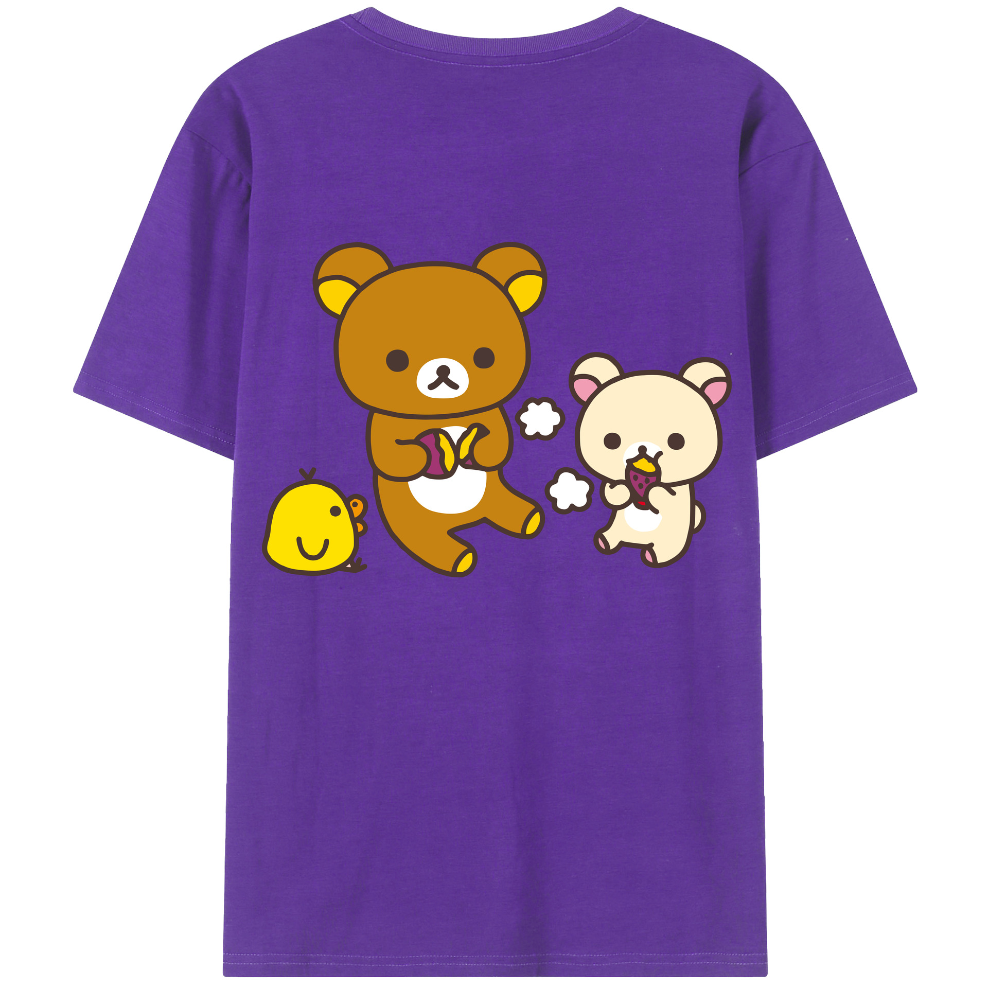 （画像用） リラックマ リラックマ キイロイトリ Rilakkuma Korilakkuma Kiiroitori 綿100％ メンズ半袖Tシャツ（バックプリント） 通気性