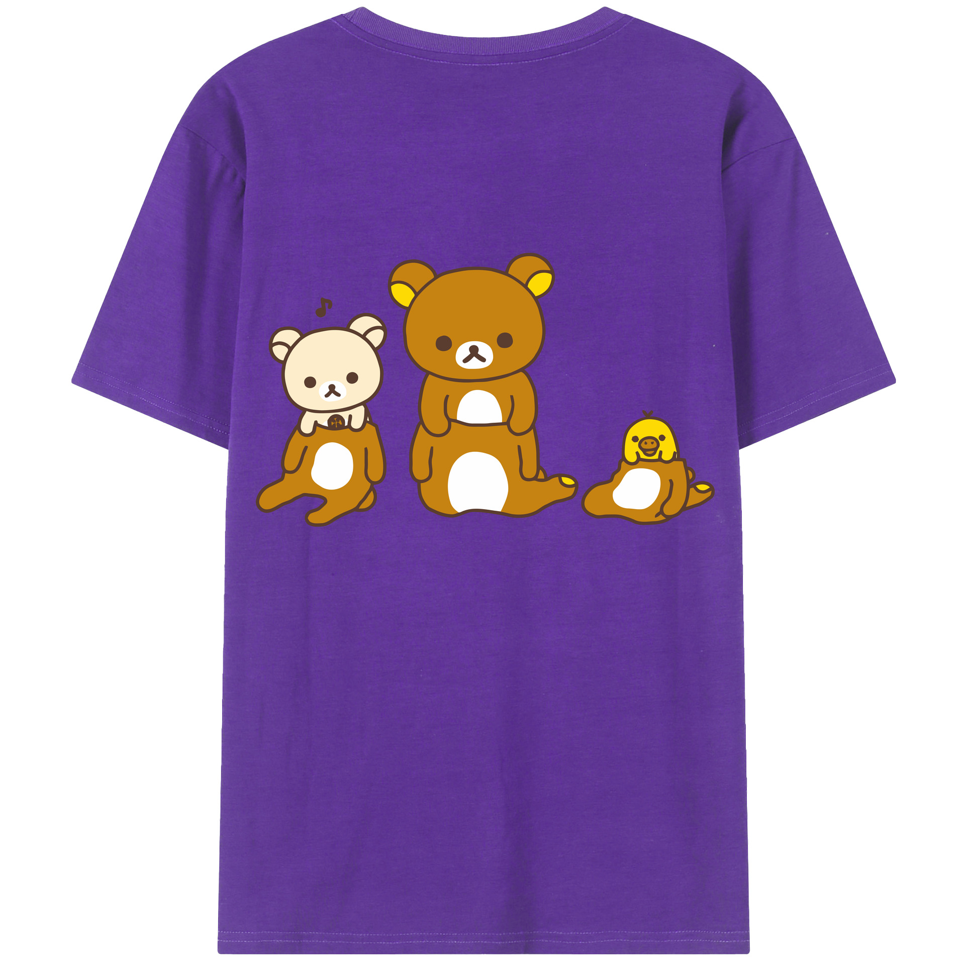 （画像用） リラックマ リラックマ キイロイトリ Rilakkuma Korilakkuma Kiiroitori 綿100％ メンズ半袖Tシャツ（バックプリント） 通気性